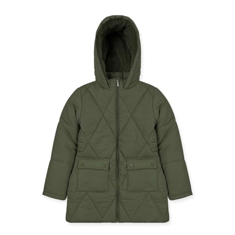 Girls' Quilted Anorak Jacket Olive 6-16 2