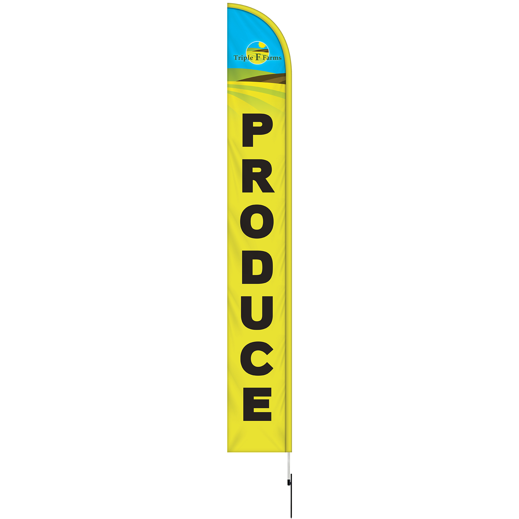 15' Double Sided Half Drop Banner w/ Premium Hardware & Spike 9