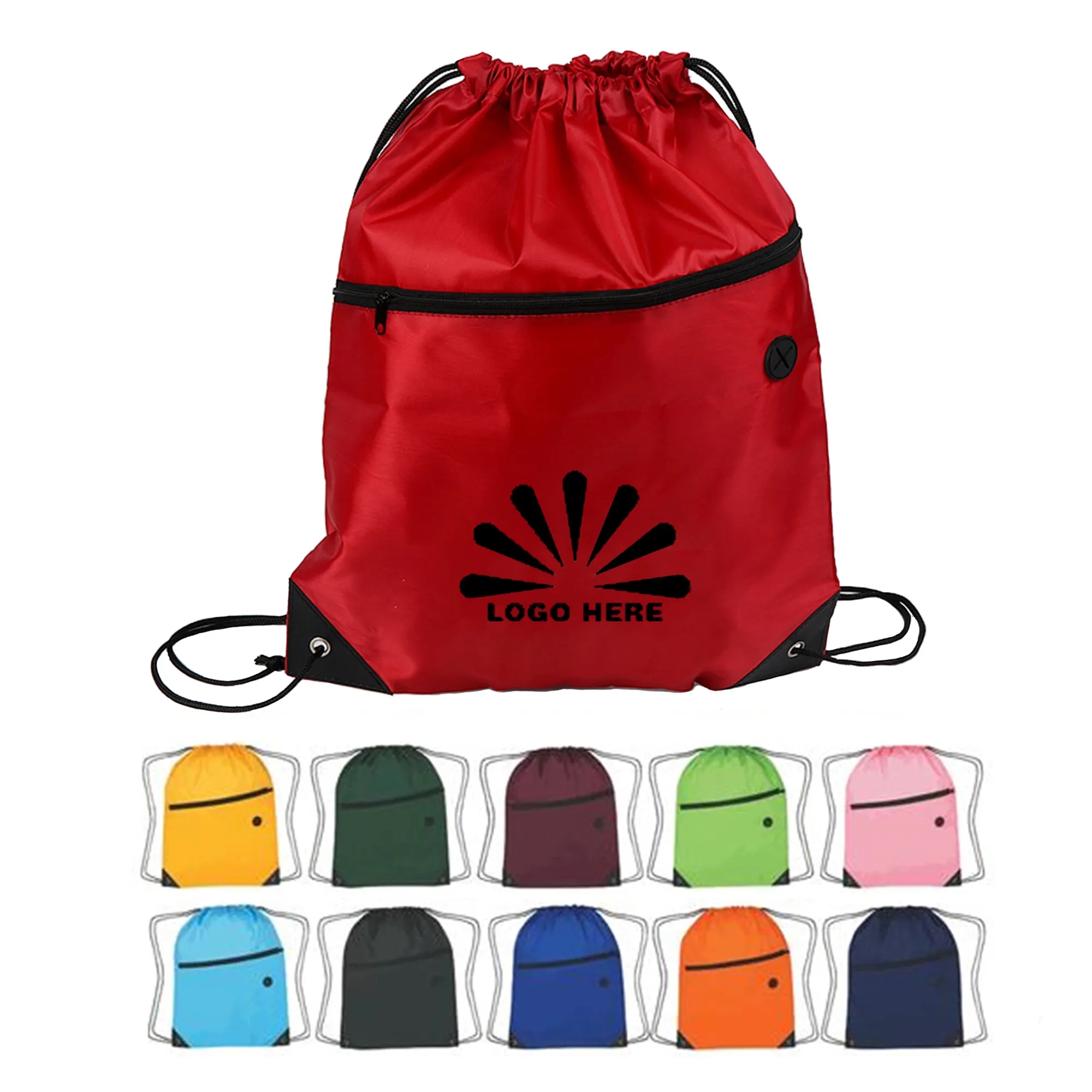 Drawstring backpack With Front Zipper 1