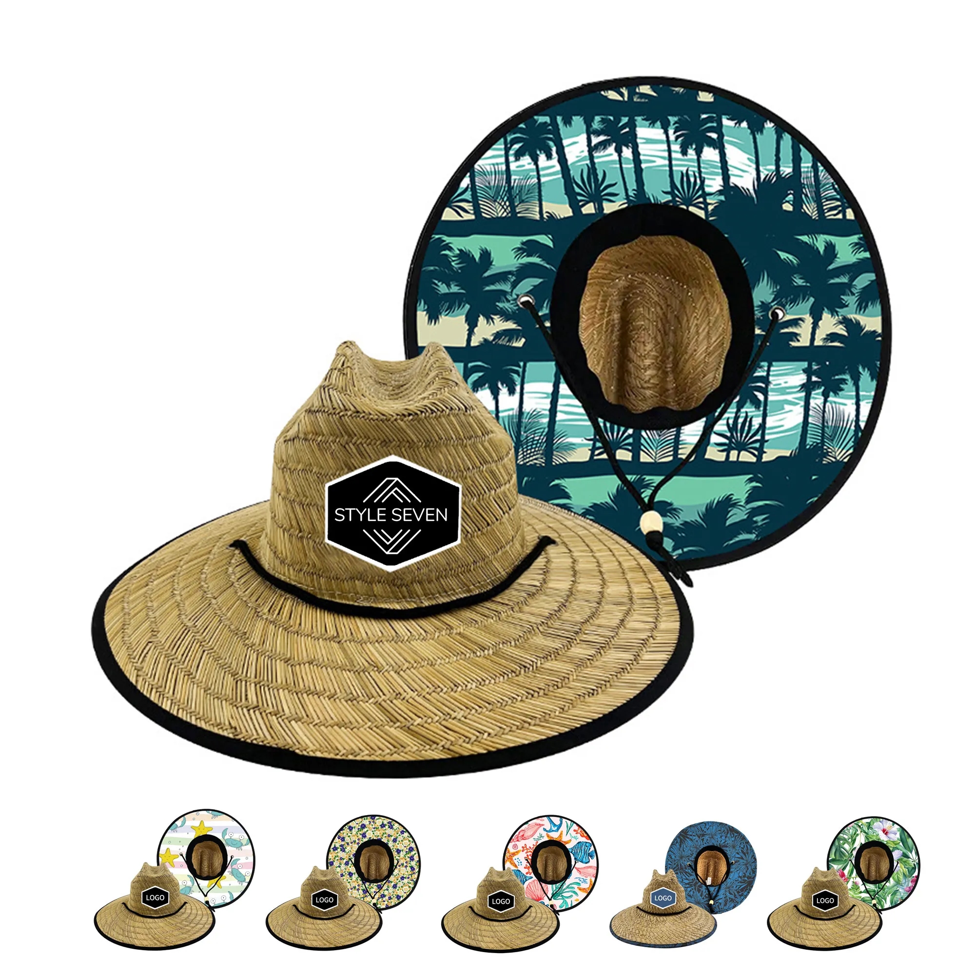 Straw Hat With Custom Patch And Full Color Underbrim Imprint 20