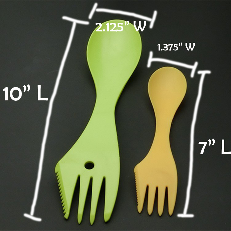 10" x 2.125" Multi-Functional Plastic Spoon Fork Knife 3 In 1 2