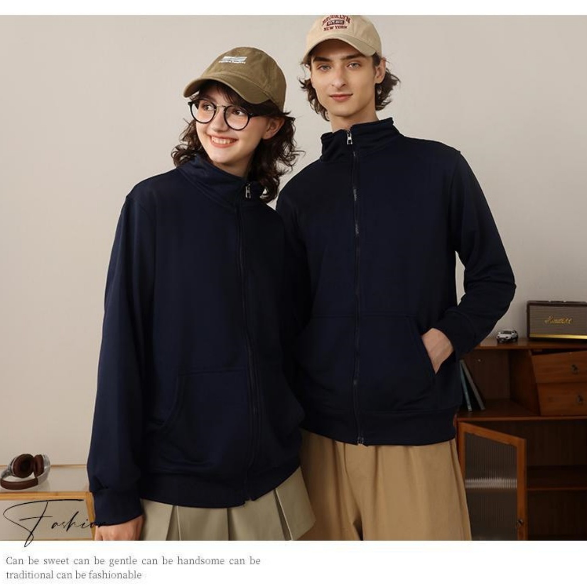 Solid Color Stand Collar Long Sleeve Sweatshirt, custom hoodie or sweatshirt with logo imprint 5