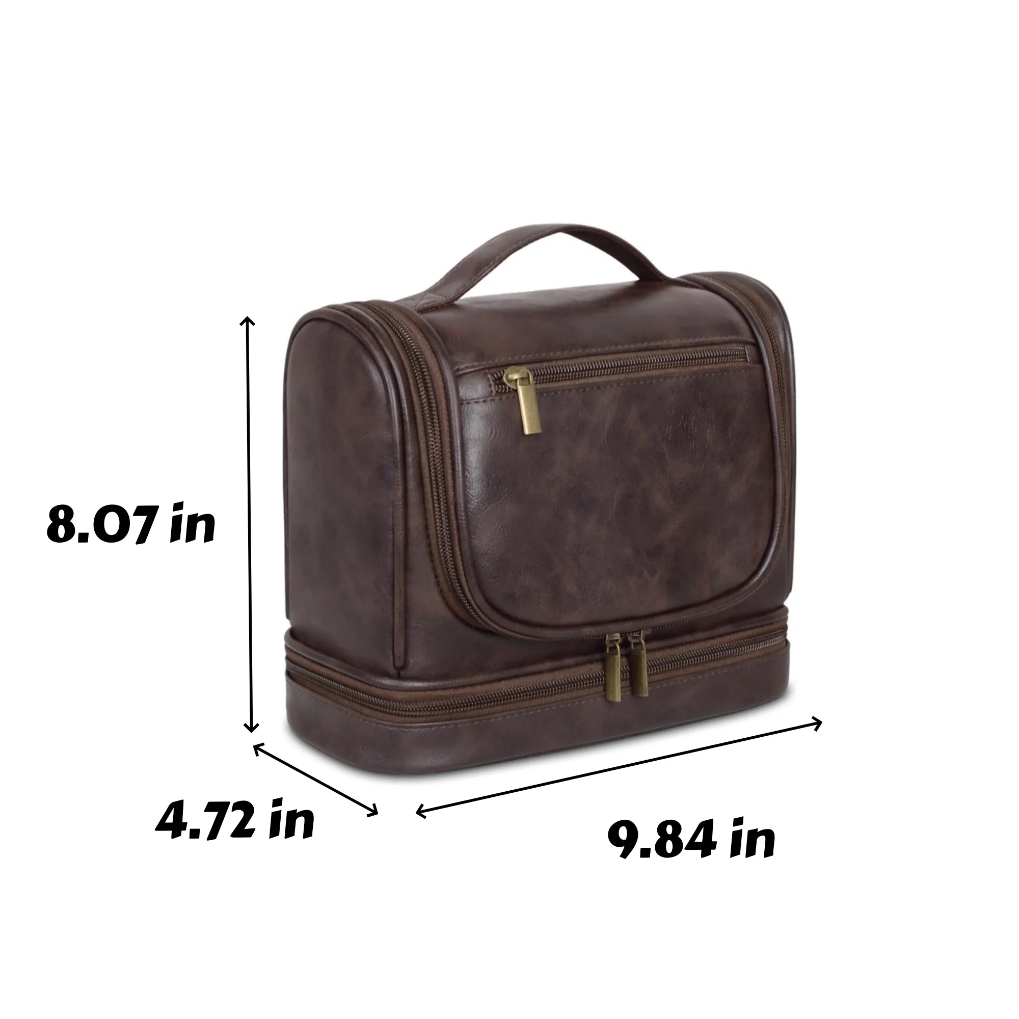 Men's PU Leather Hanging Travel Toiletry Bag 3