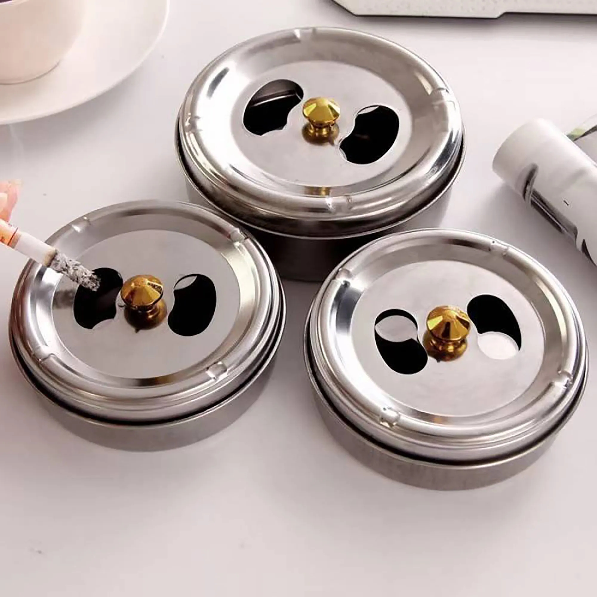 Stainless Steel Ashtray With Logo For Safety 2