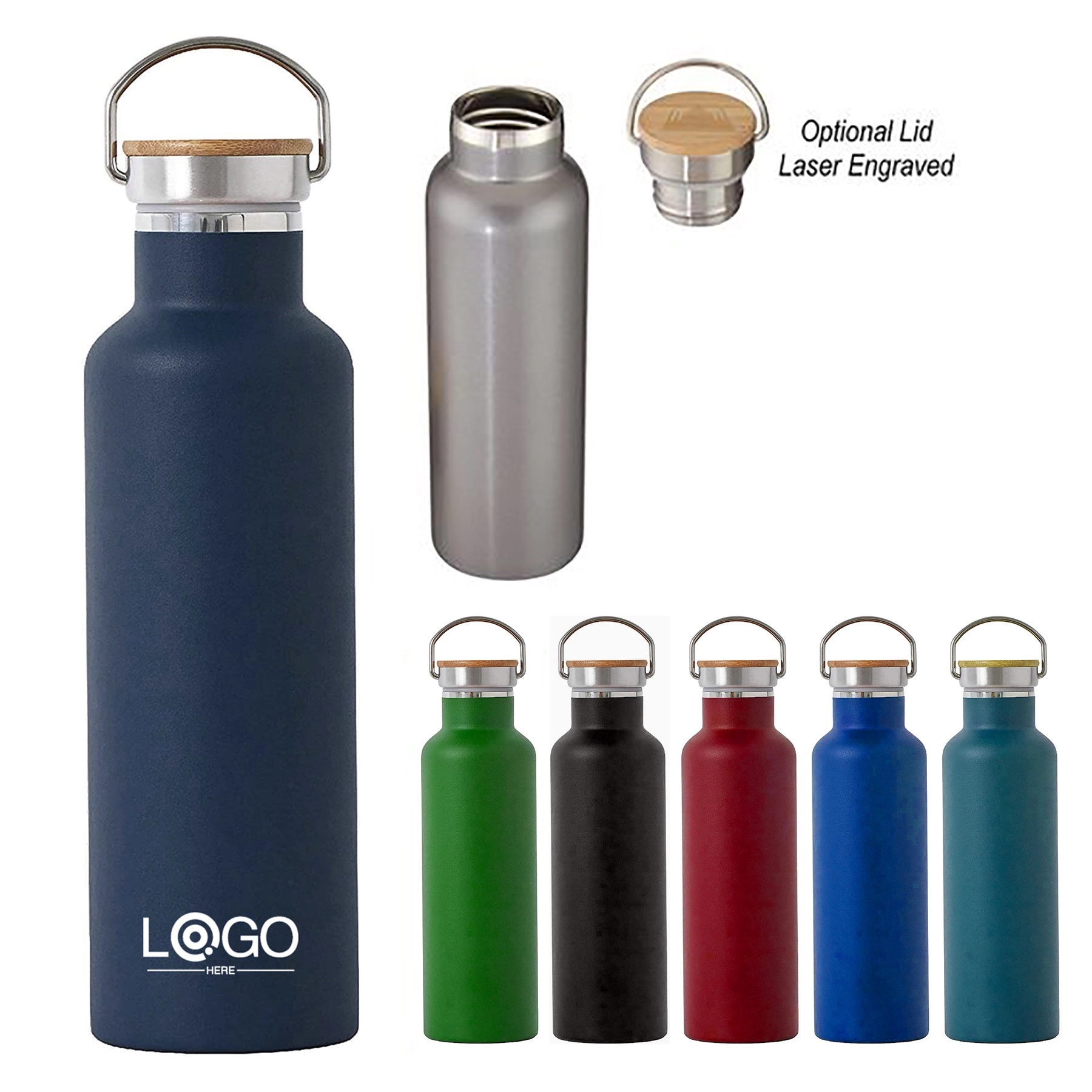 Stainless Steel Bottle with Bamboo Lid 2