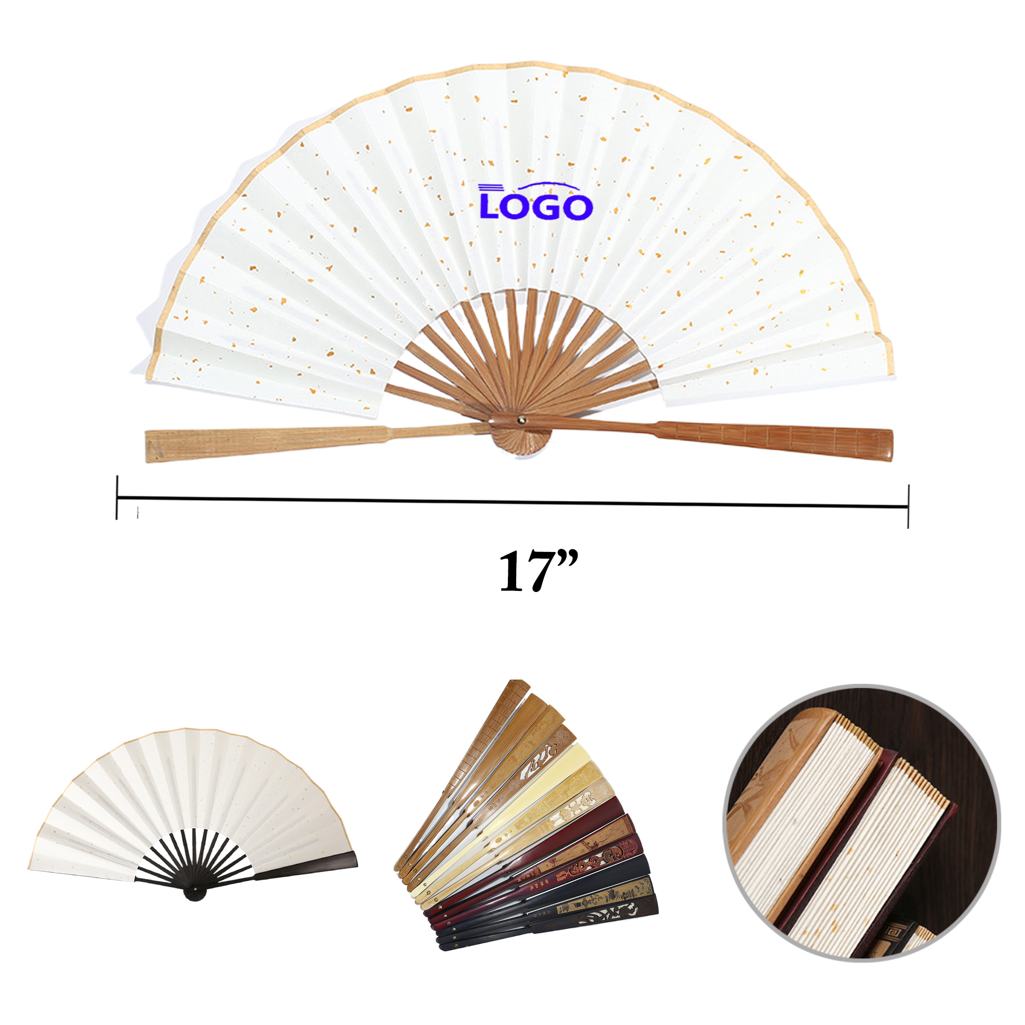 MOQ100 Bamboo Folding Fans For Advertising In Various Sizes 1