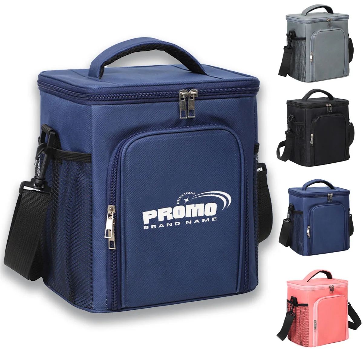 Square Large Capacity Insulated Lunch Bag Tote With Strap 2