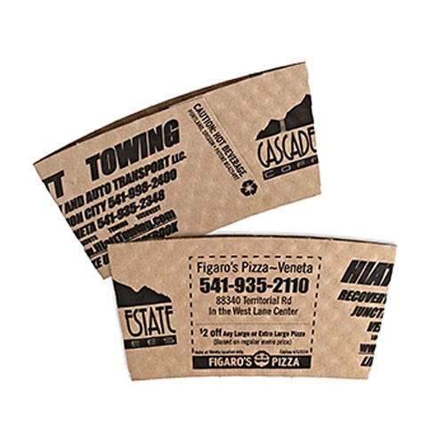 Large Kraft Hot Cup Sleeves - Flexographic printed 2