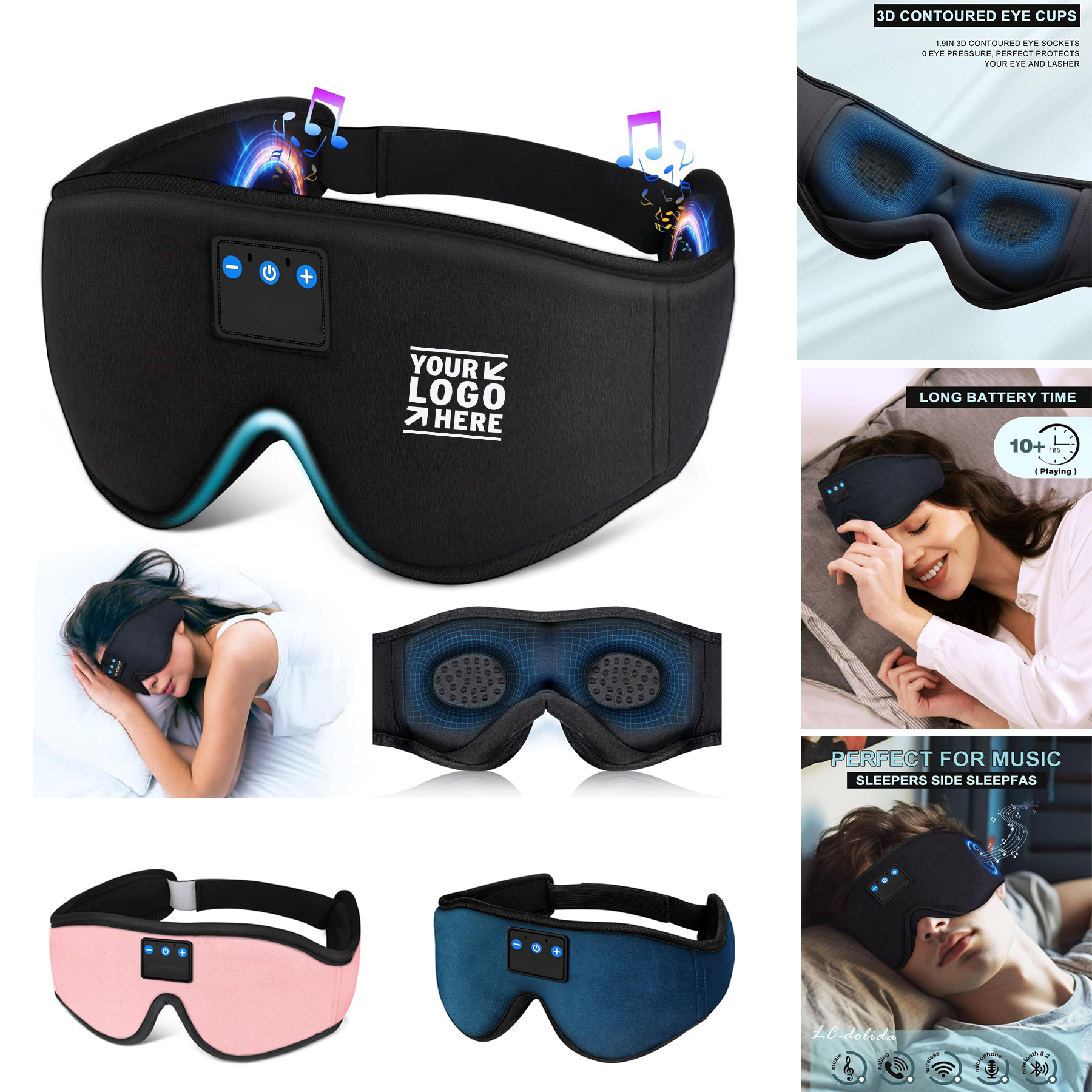 Sleep Headphones 3D Sleep Eye Mask Bluetooth Wireless Music Ultra-Thin Stereo Speaker 