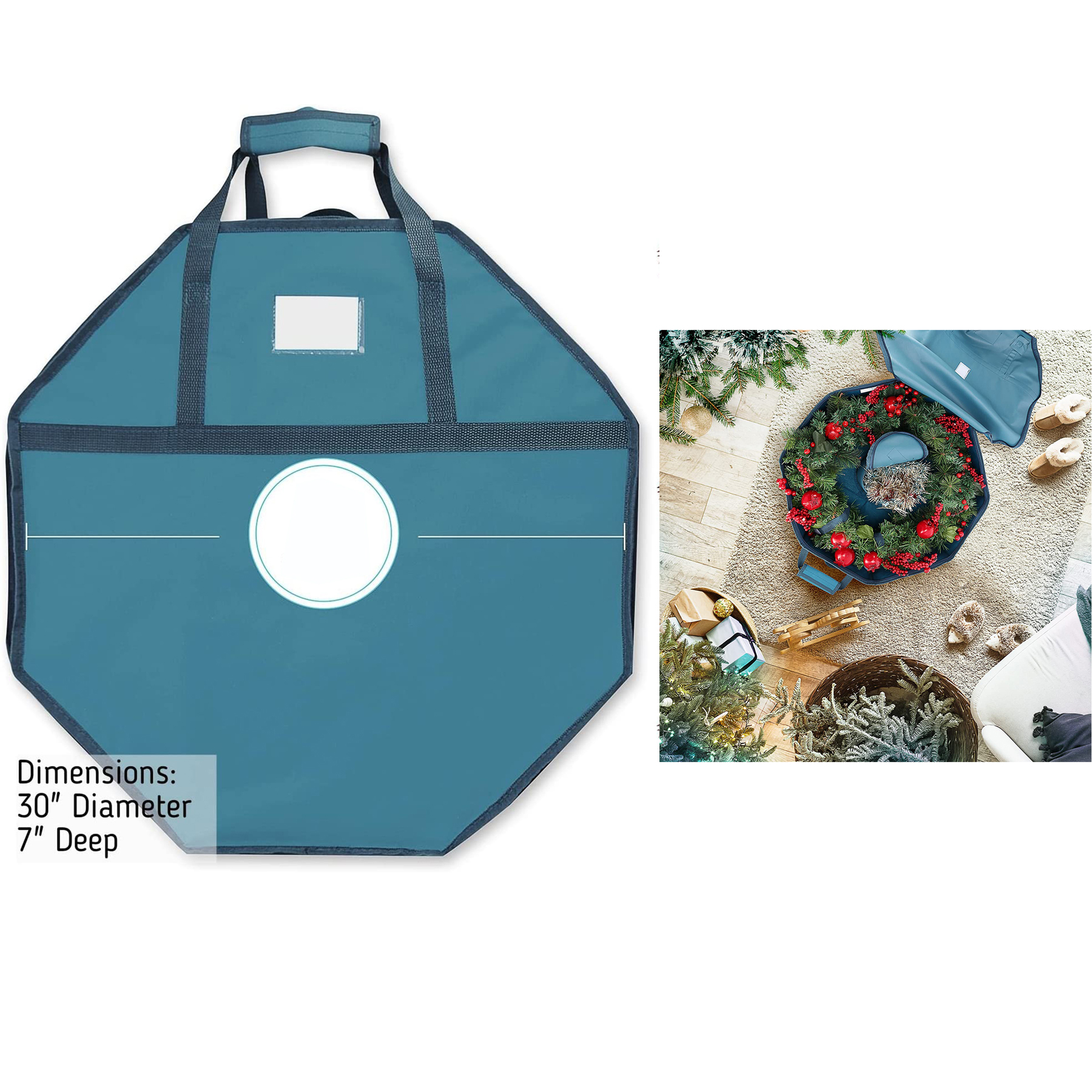 30 Inches Hard Shell Christmas Wreath Storage Bag