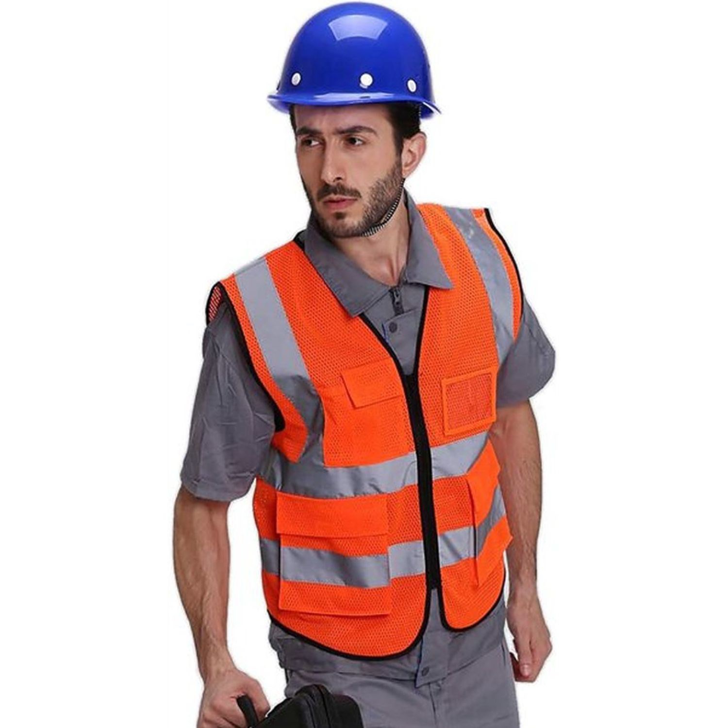 Class 2 Recycled Reflective Safety Vest with 5 Pockets 4