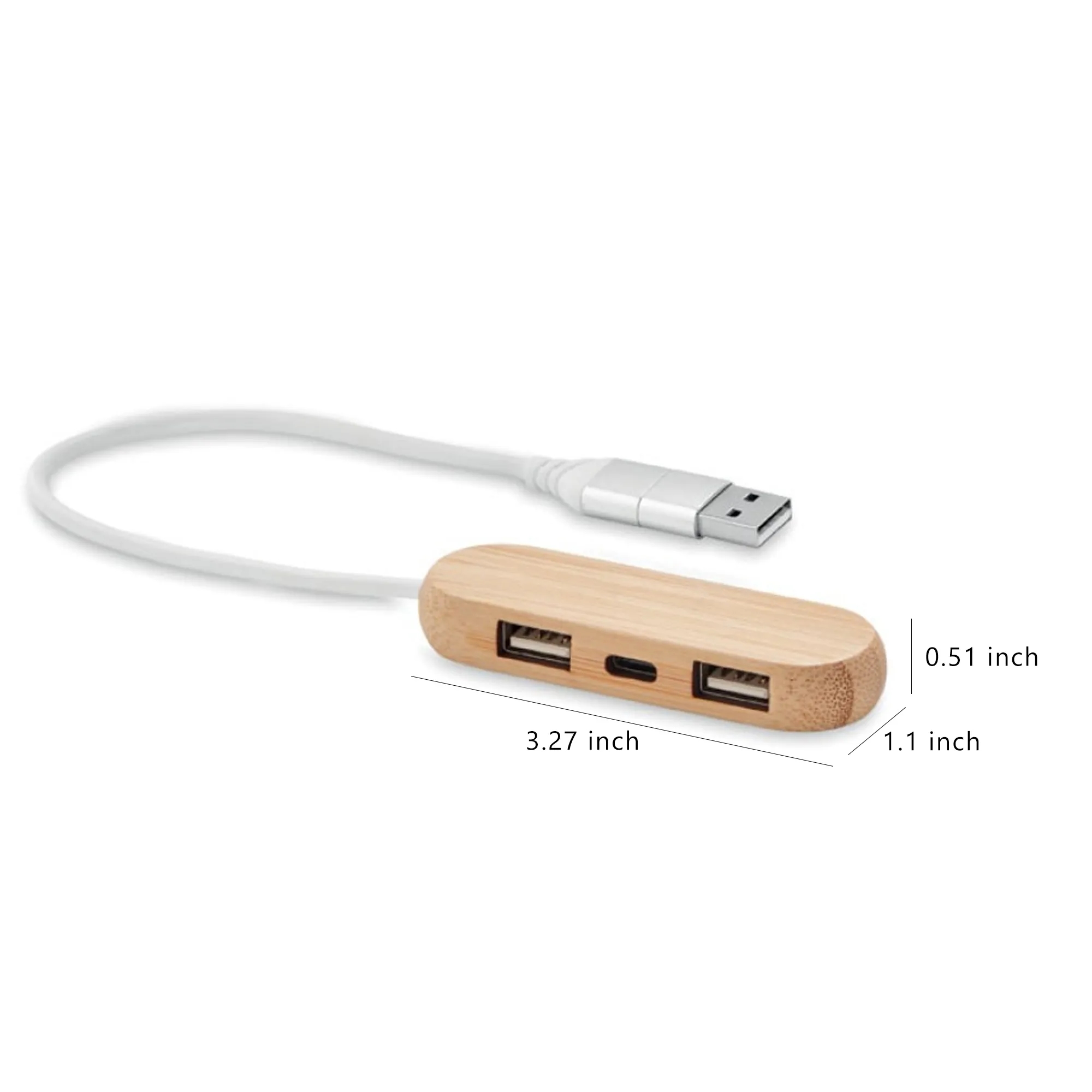 Usb 2.0 Hub With Type C Port And Bamboo Cable 3