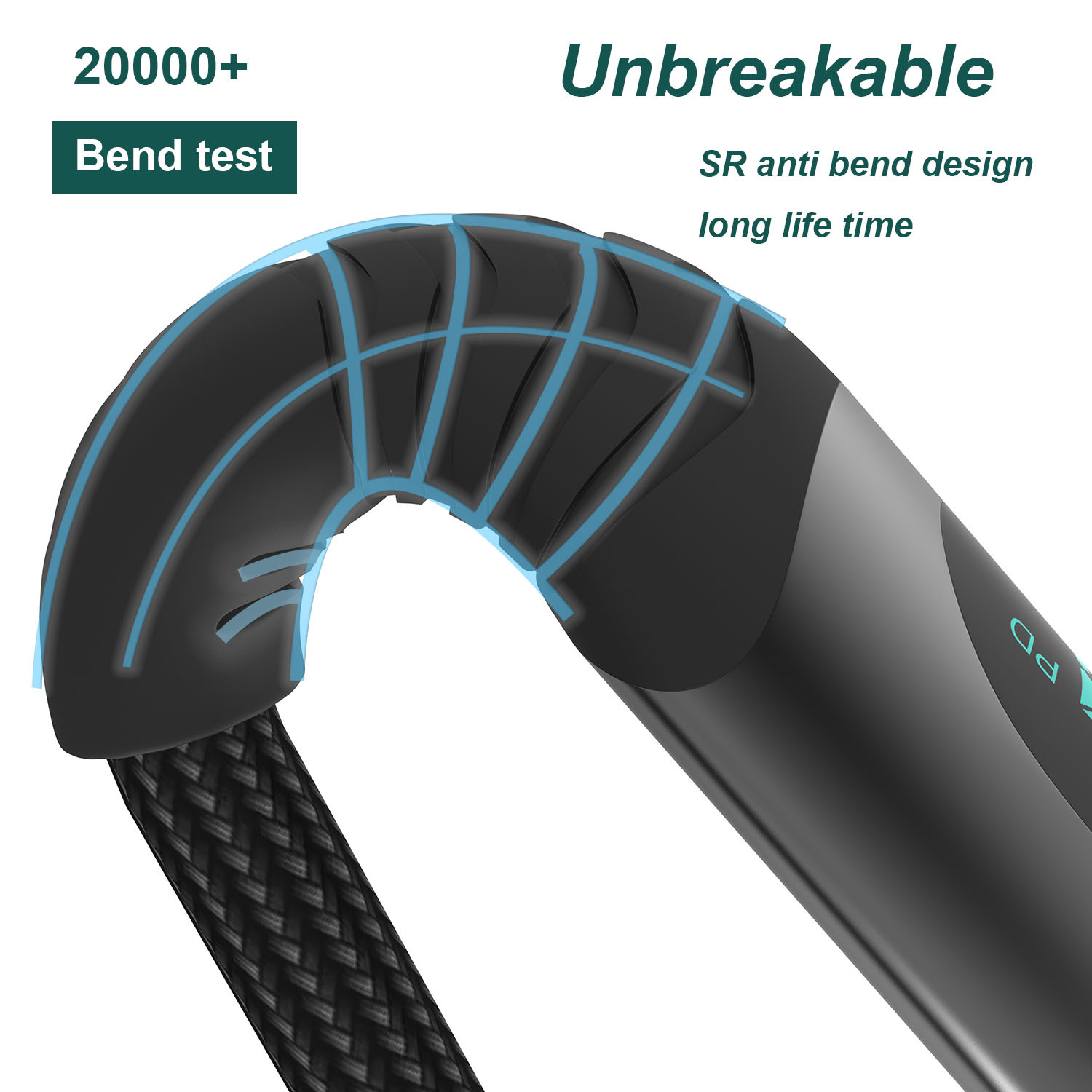 LED Display Fast Charging Cable W/ Nylon Braided 6