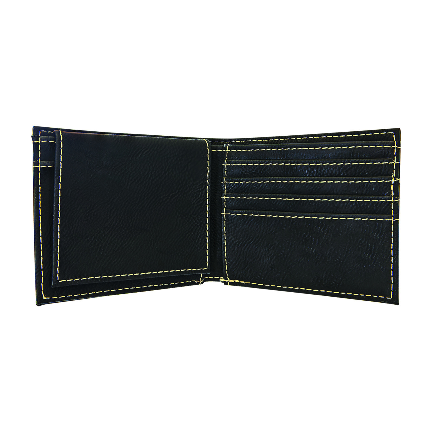 Black/Gold Leatherette Bi-Fold Wallet w/ Flip ID Display 2