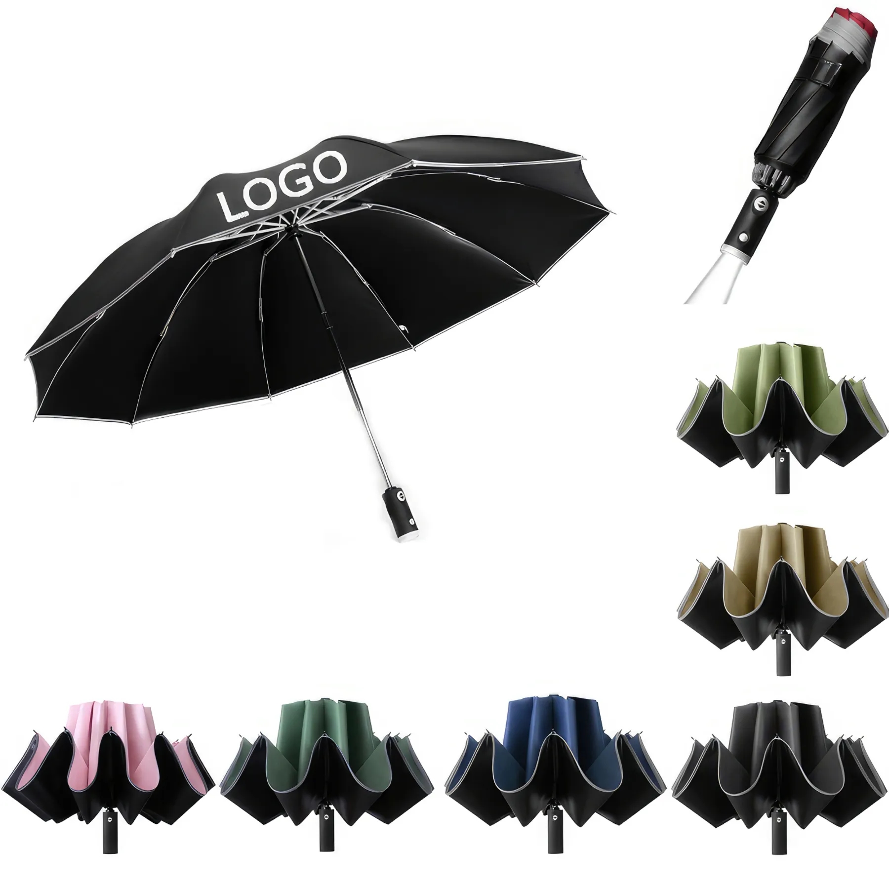 LED Business Three Fold Automatic Umbrella 3
