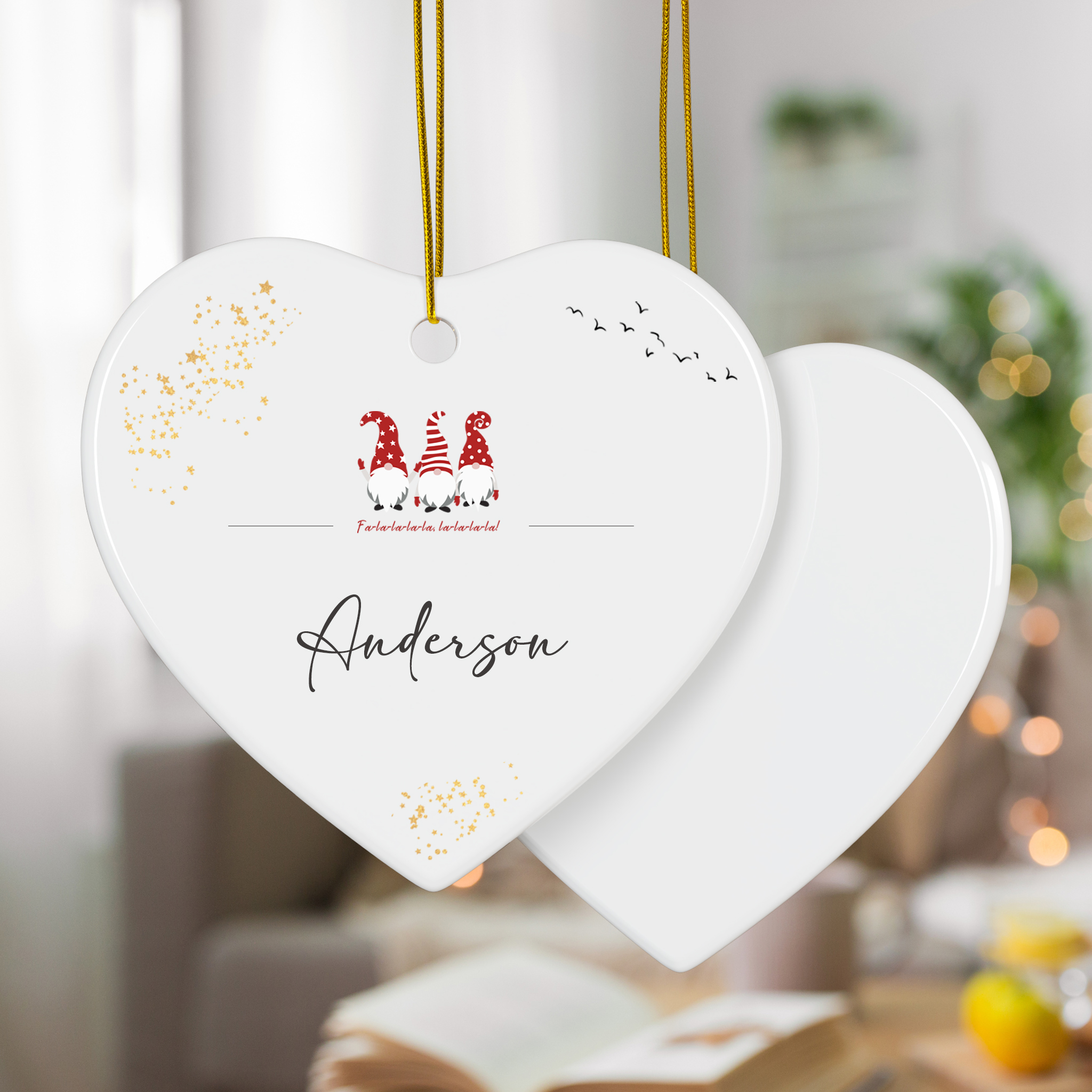 3 Inch Christmas Ceramic Ornaments-Heart 5