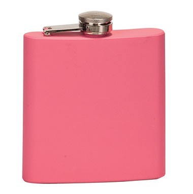 6oz Stainless Steel Flask - Matte Pink, custom water bottle with logo imprint 2