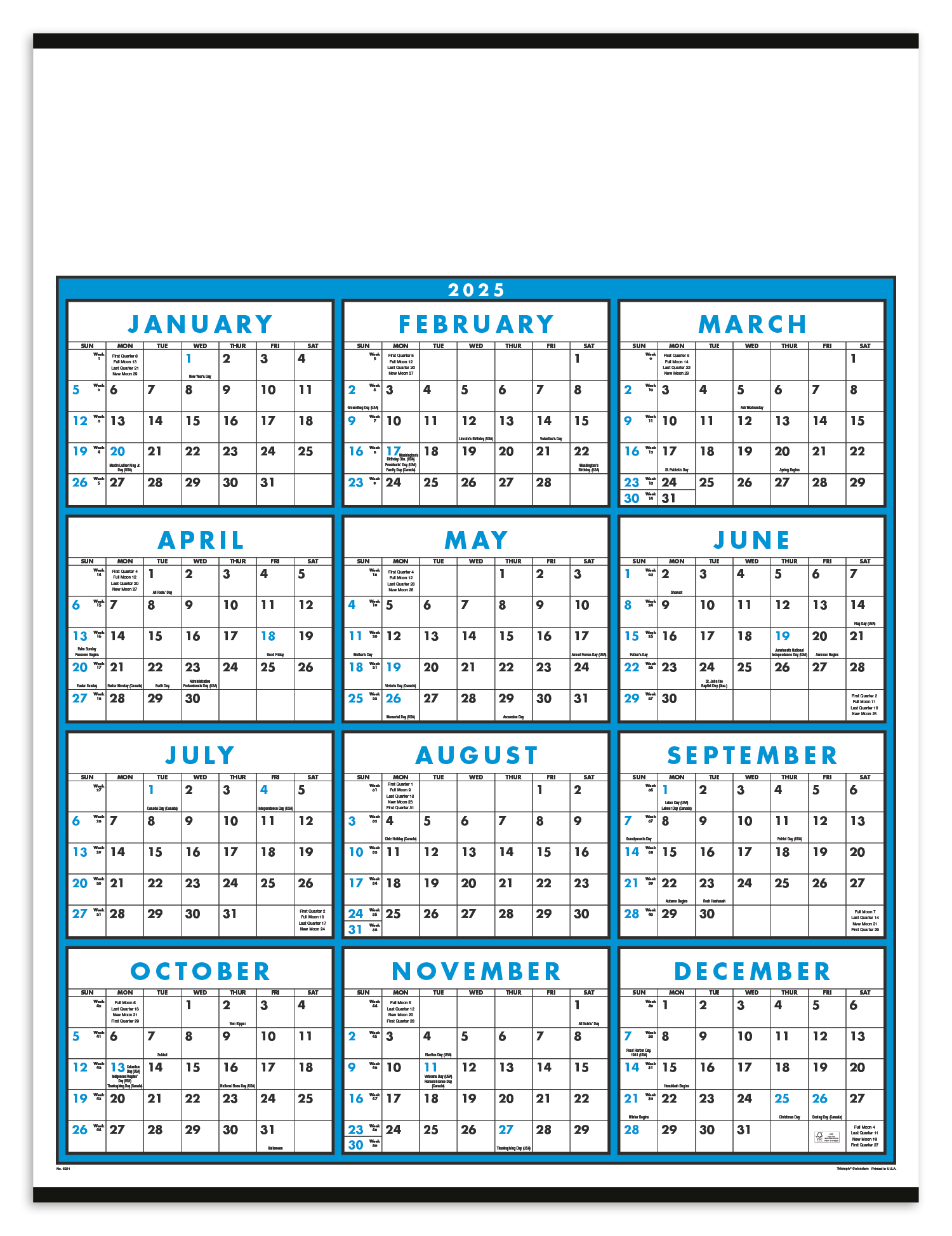 Triumph® Calendars Black & White Span-A-Year Non-Laminated Calendar 2