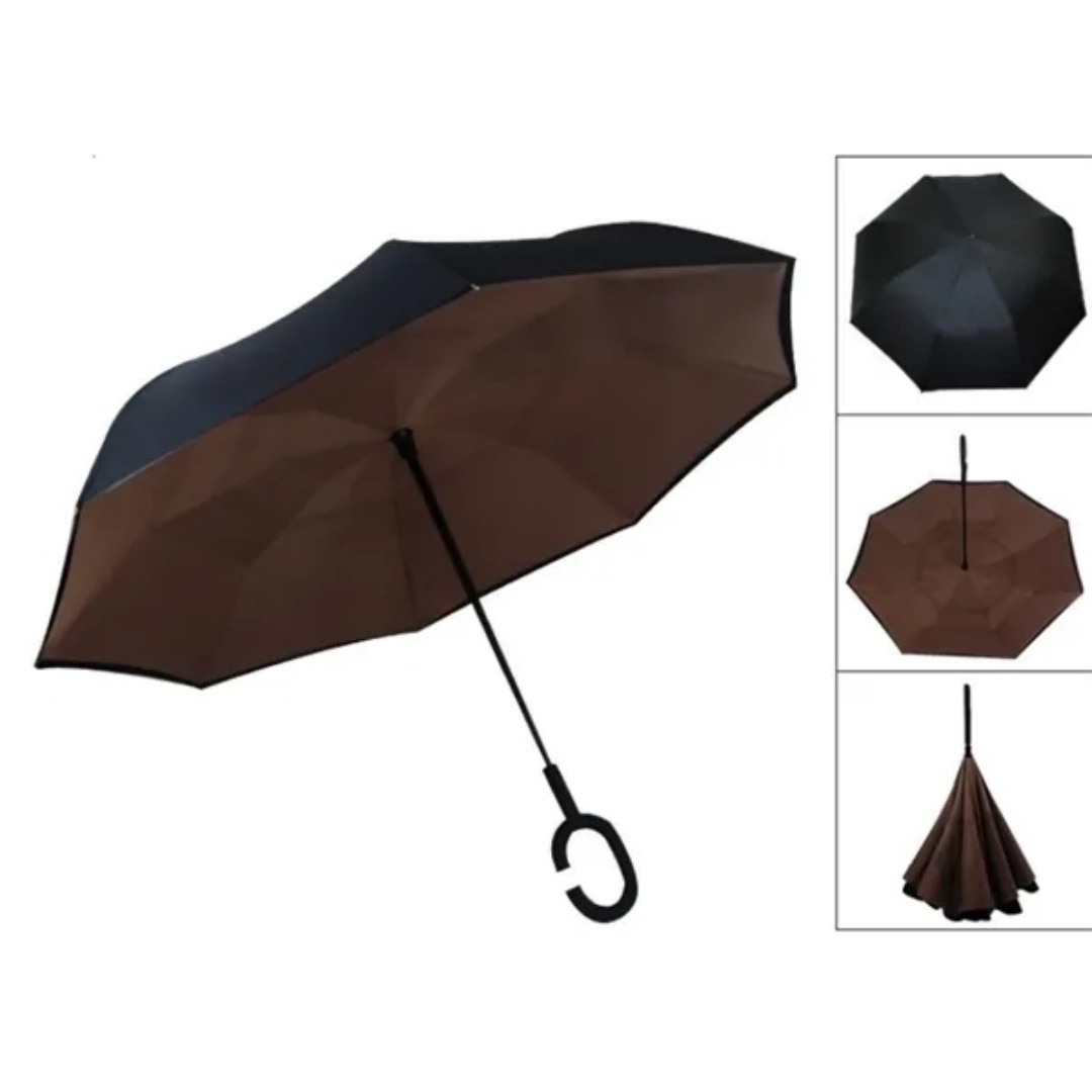 Inverted Reverse Upside Down Umbrella with C-Shaped Handle 6