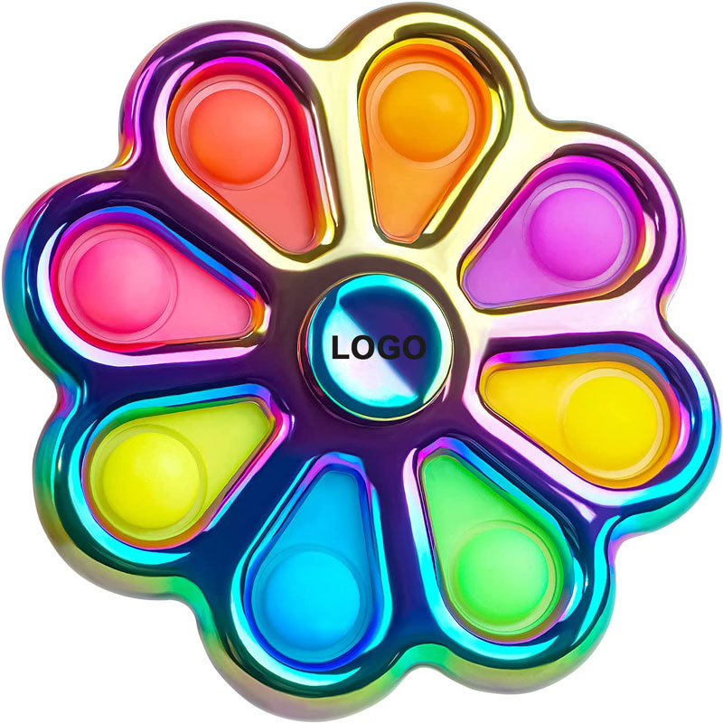 Flower Shape Push Pop Bubbles Rotatable Fidget Spinner Toy 2