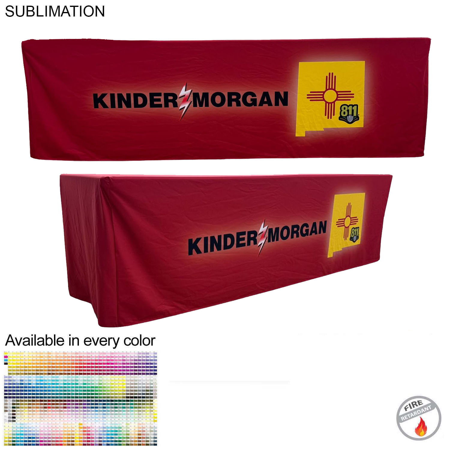 Sublimated PREMIUM Box Style Fitted Table Cloth, 8' Table, Premium Fabric, 4 sided, Closed back 2