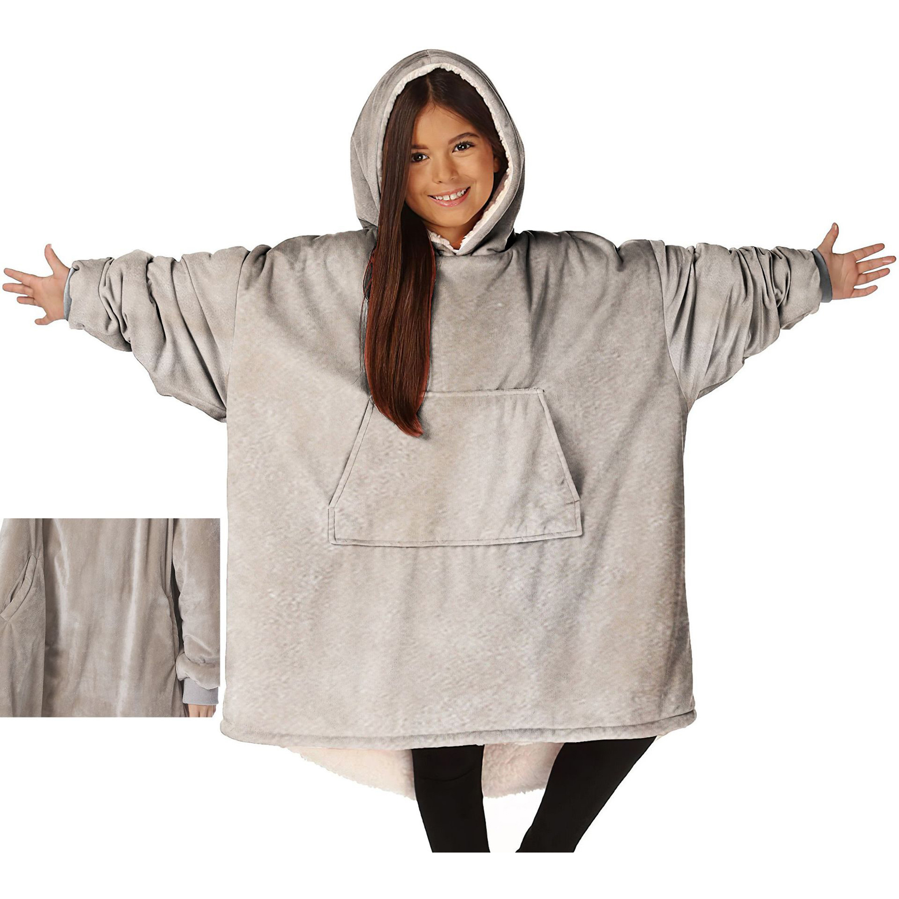 Warm Wearable Blanket Hoodie, custom hoodie or sweatshirt with logo imprint 2