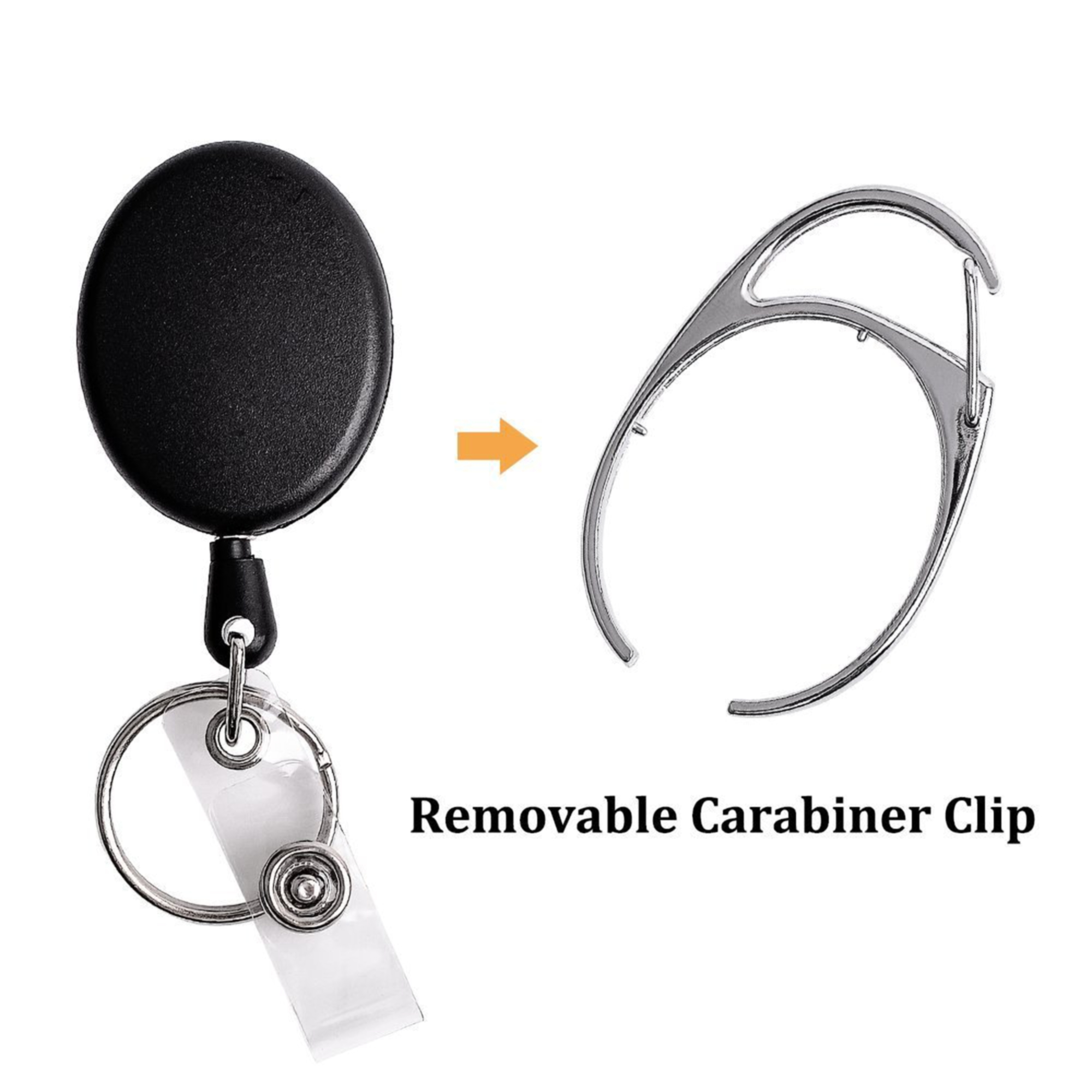 Carabiner Retractable ID Badge Holder Clip 2