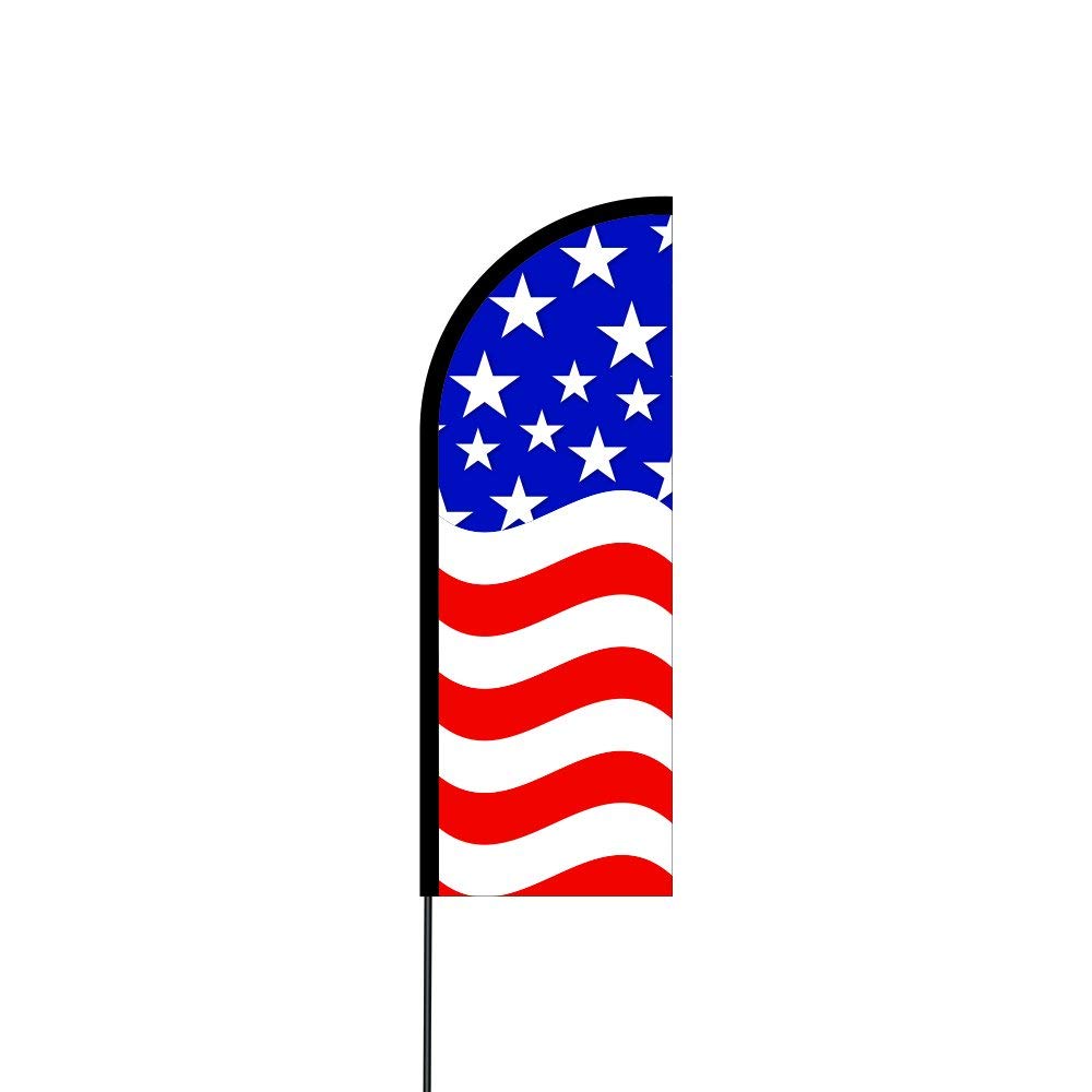 American Flag_2 Flag Kit Hardware 17' Feet Feather Flag Sign Outdoor Banner 1
