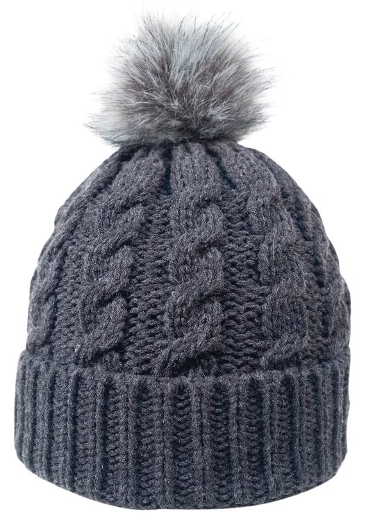 Cable Knit Beanie w/Faux Fur Pom 8