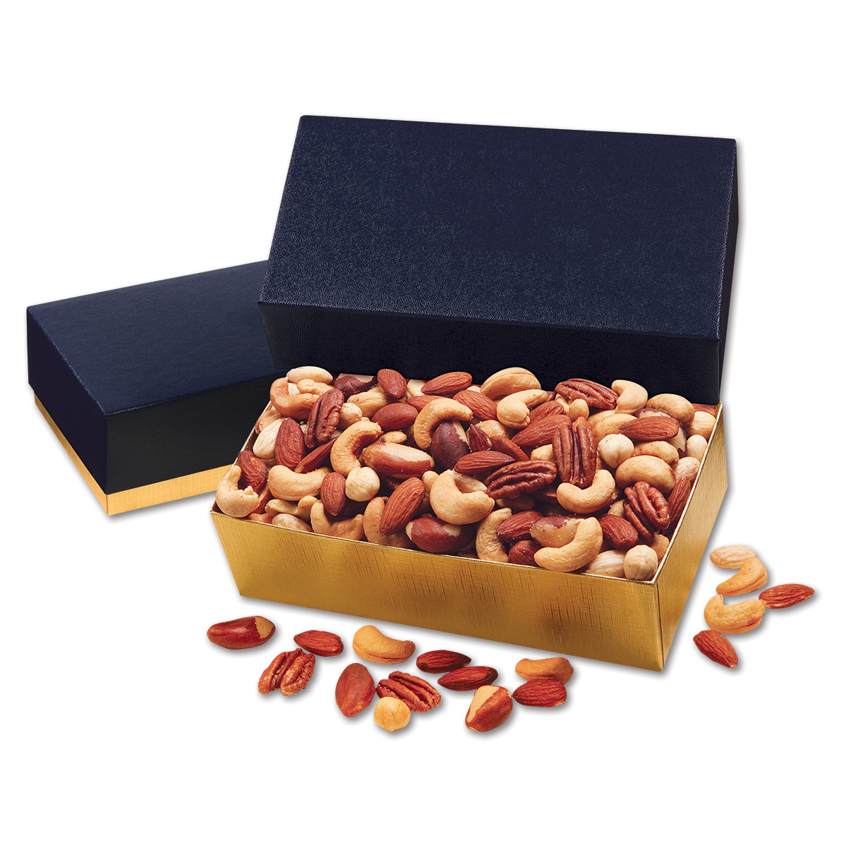 Deluxe Mixed Nuts in Navy & Gold Gift Box 2