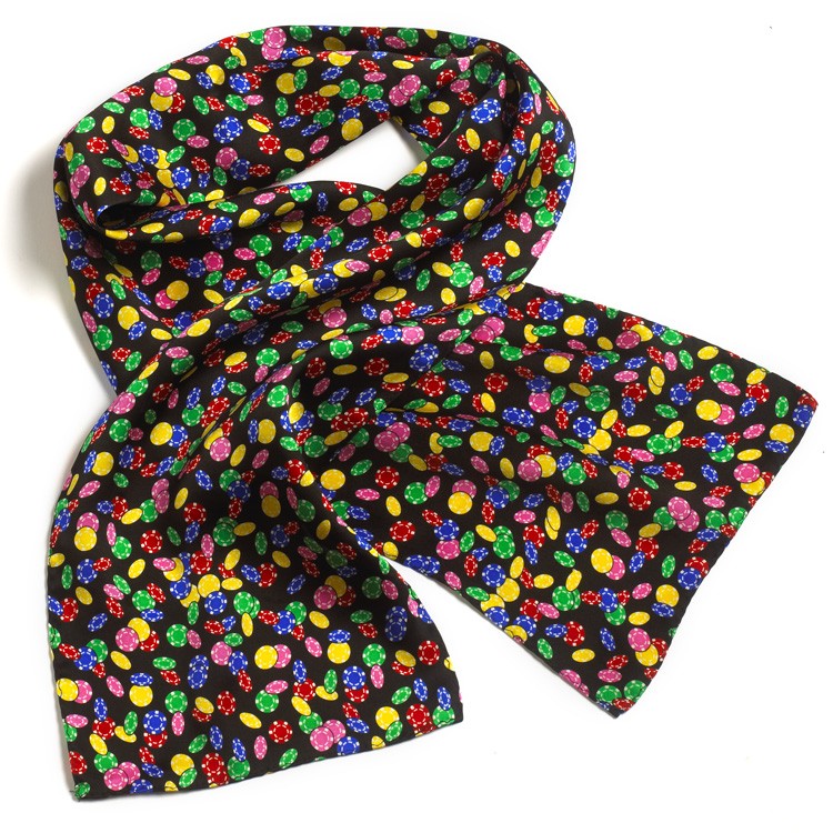 Jackpot Casino Chip Ladies Silk Scarf - 8"x45" 2