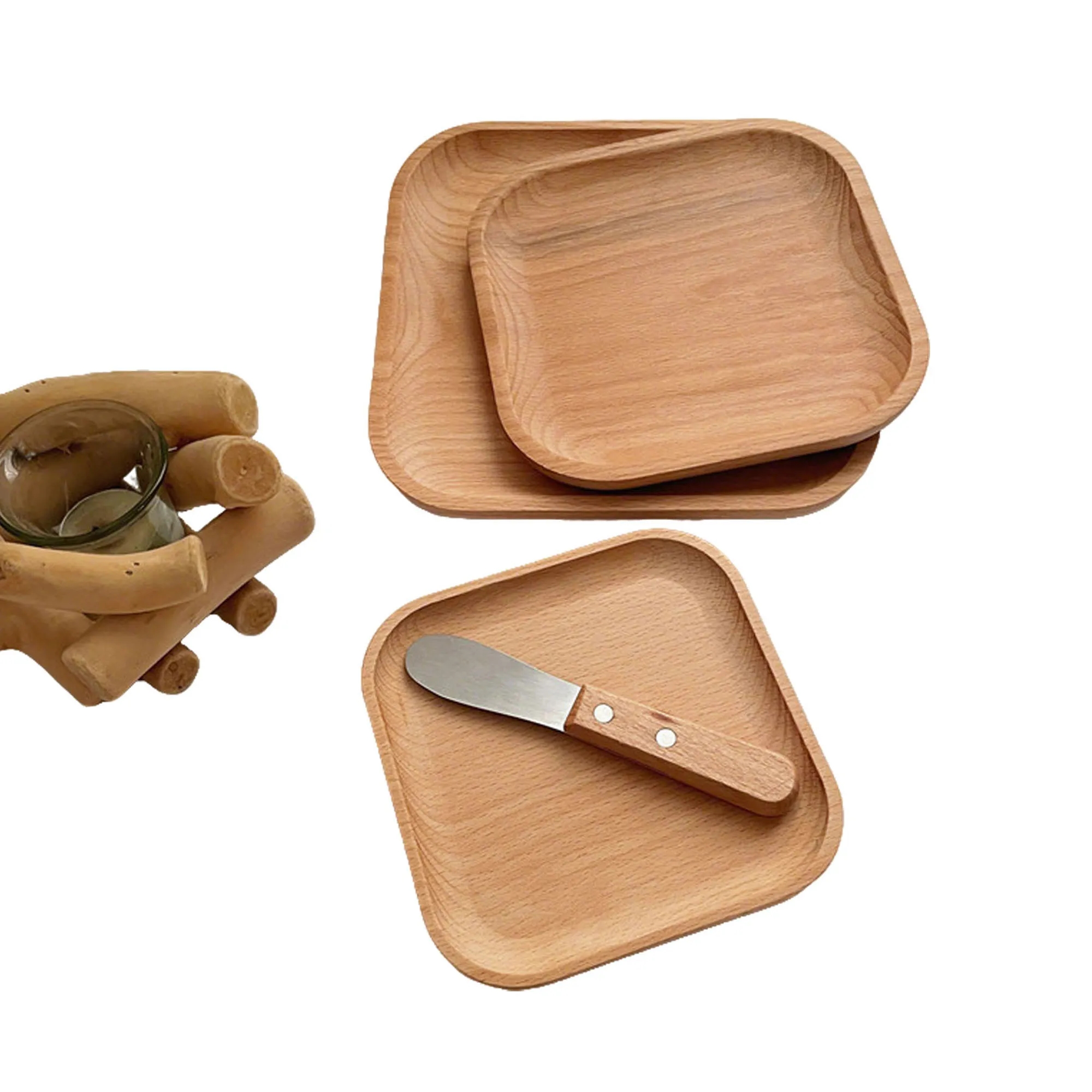 5.9" Wooden Square Plate 5