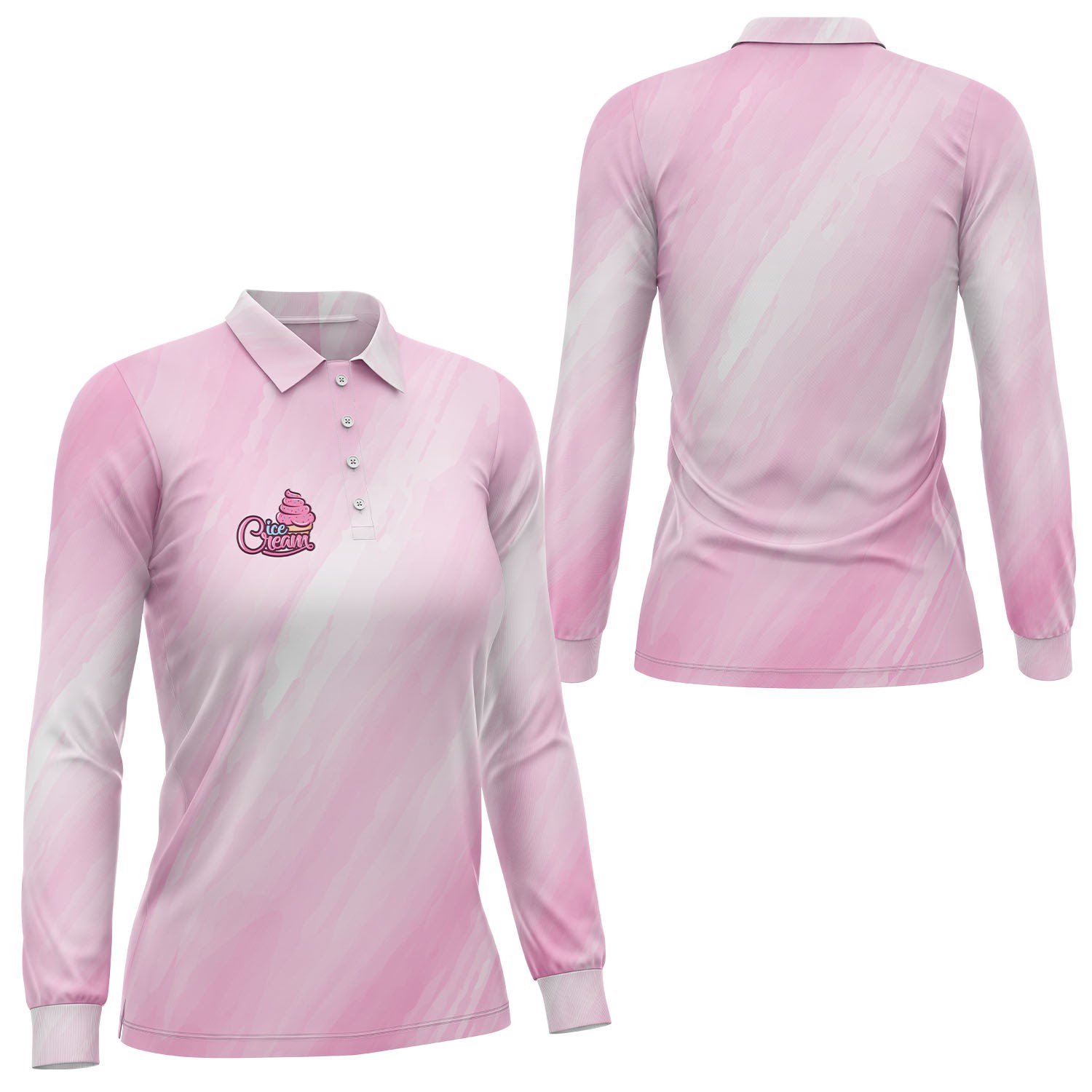 Women's 160 GSM delicate Brushed Milk Silk Sublimation Long Sleeve Polo Shirt 5