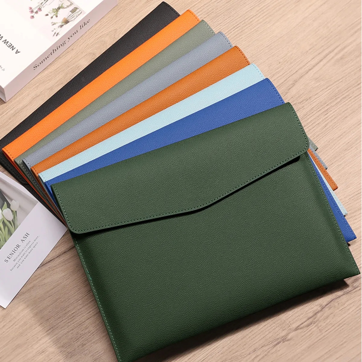 PU Leather A4 File Document Holder Waterproof Envelope Case 8