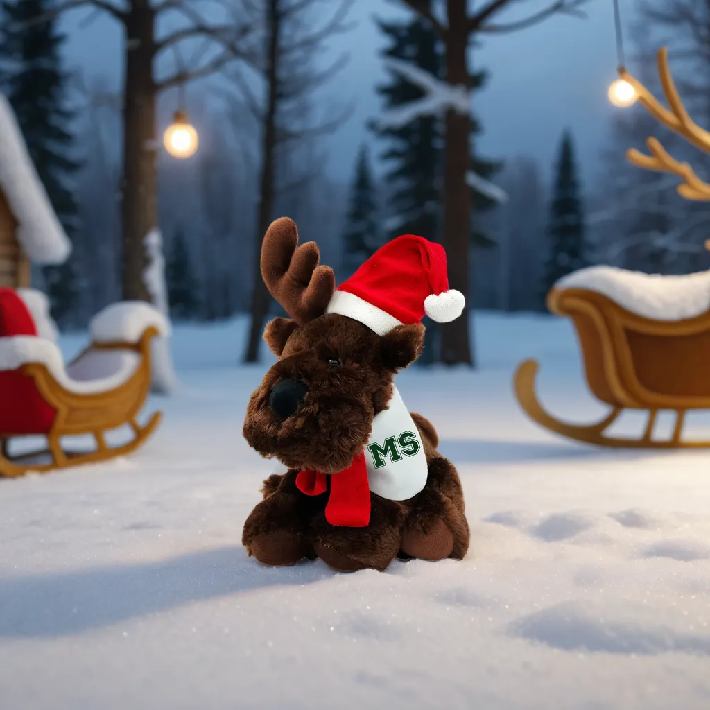 Christmas 8" Brown Plush Moose 7
