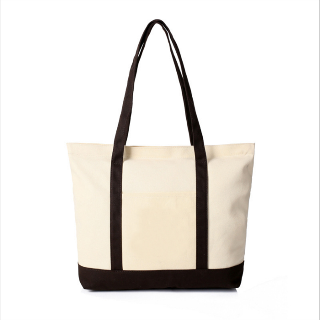 Top Zippered Canvas Striped Beach Bag 3