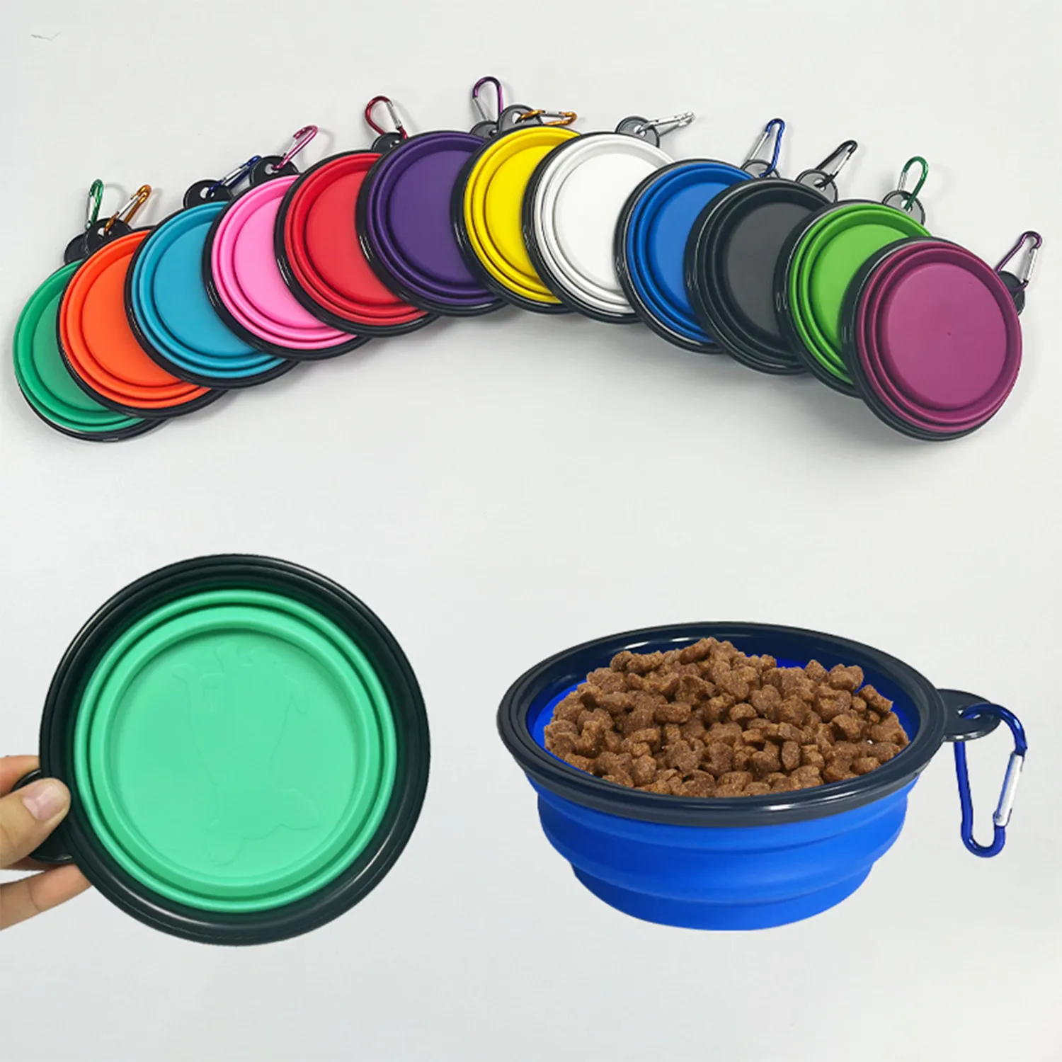 33.8oz TPE Foldable Pet Bowl with Climbing Buckle 3