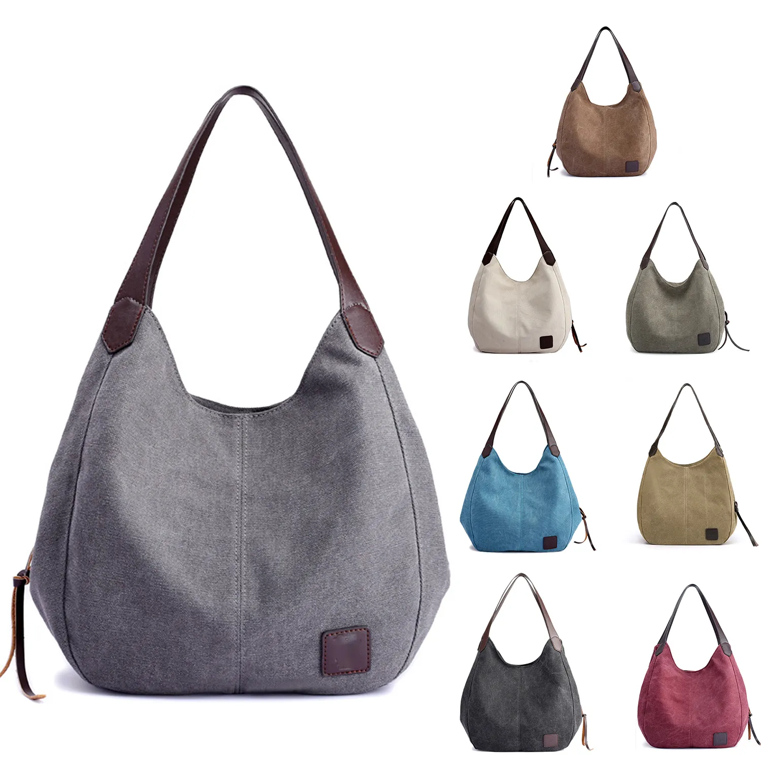 Canvas Women's Multi-pocket Tote Bag, custom tote bag with logo imprint 4