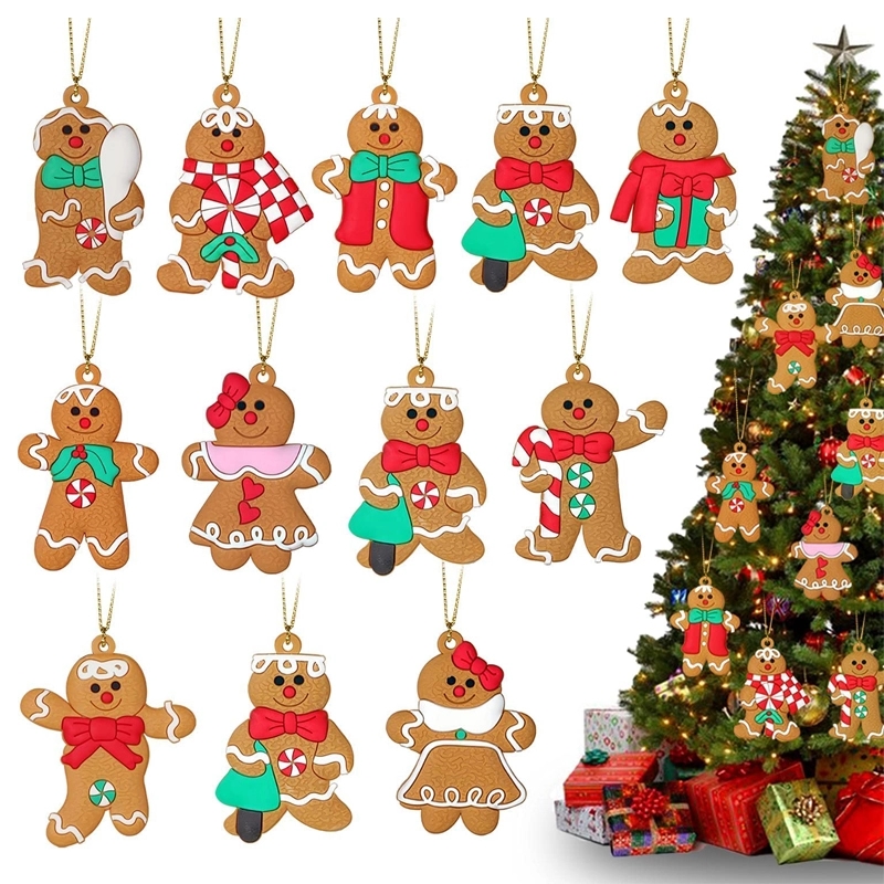 12 Pcs Pvc Gingerbread Man Ornaments For Christmas Tree 2