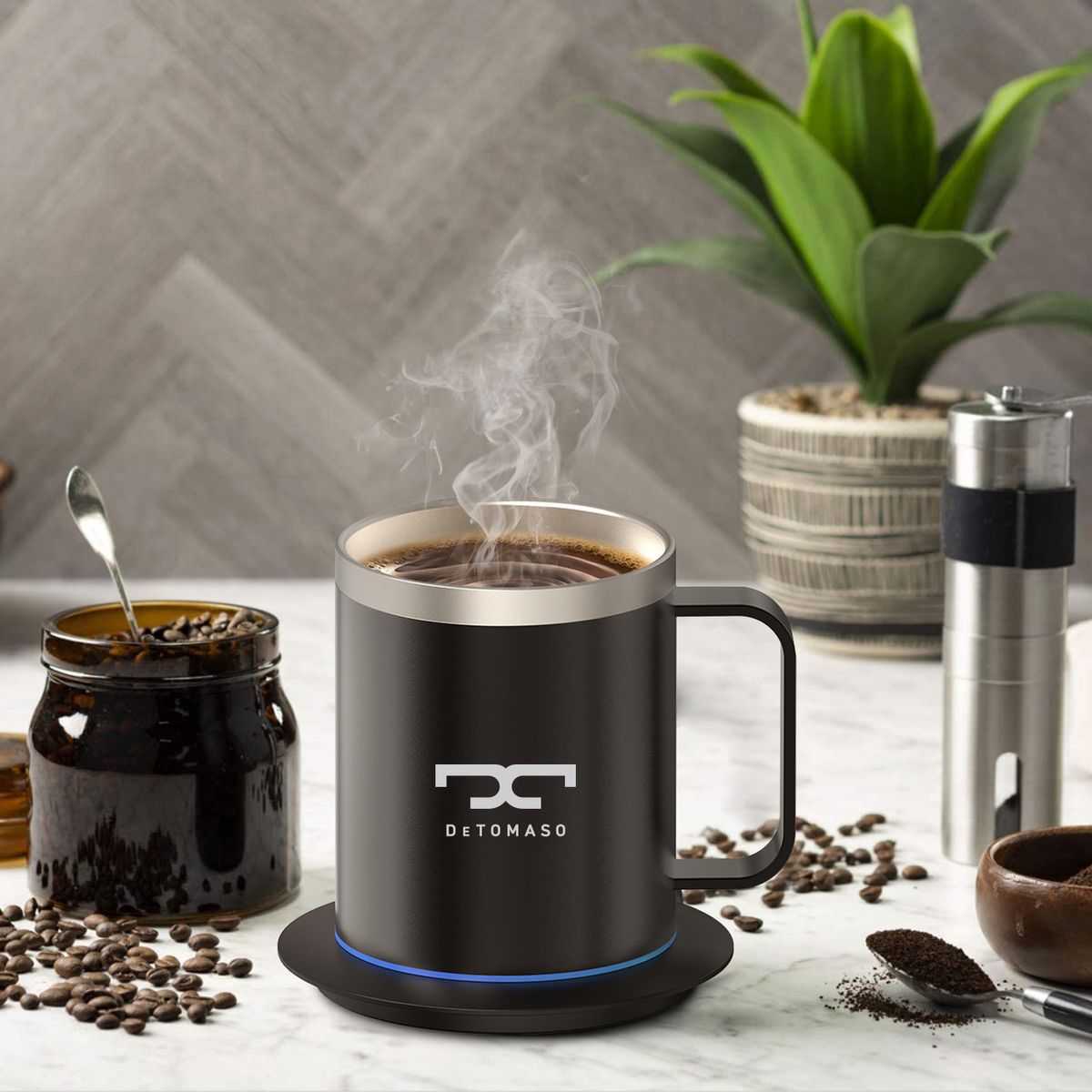 Stainless Steel Smart Mug Warmer with Light-Up Heating Base 6