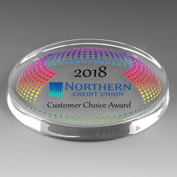 3" x 5" x 1/4" – Oval Glass Paperweight - 8518S (Screen Print), 8518P (4Color Process) 5
