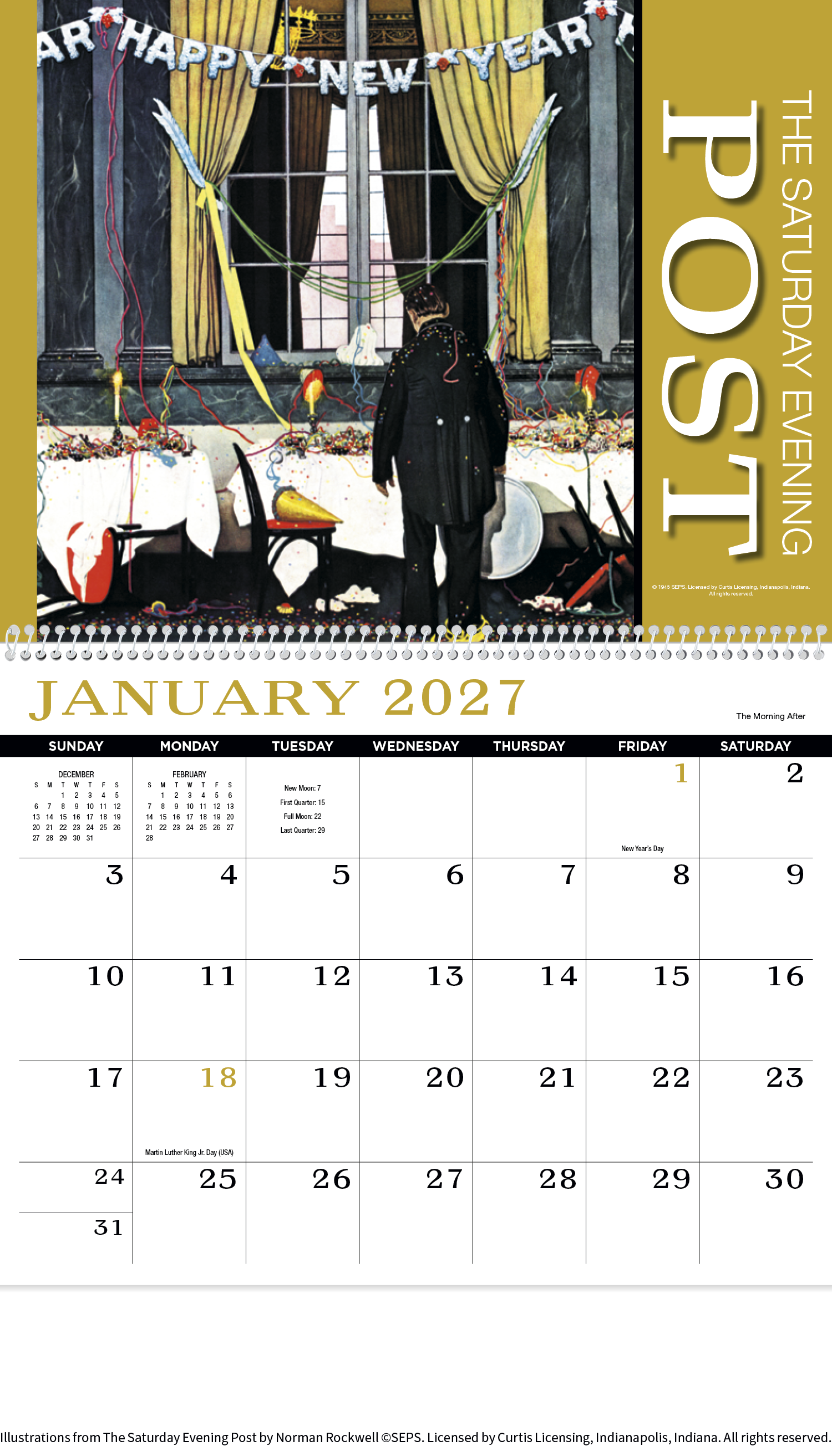 HotLine® Products Saturday Evening Post Appointment Calendar - Spiral 25