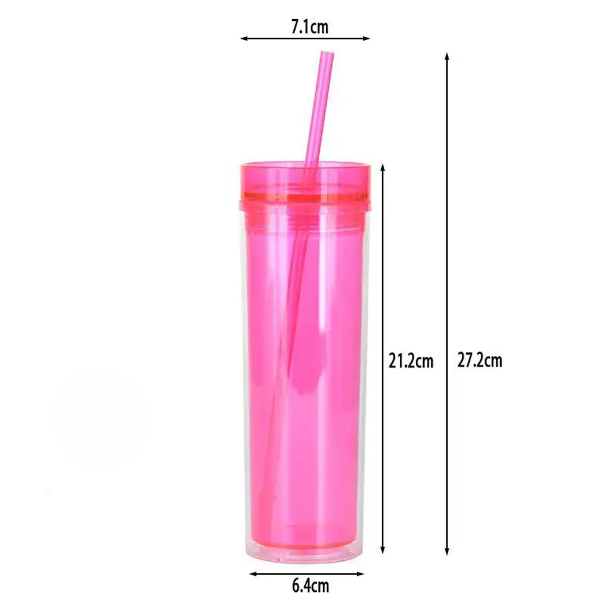 Clear Bottle Double-Wall Cup with Colorful Lid and Straw 4