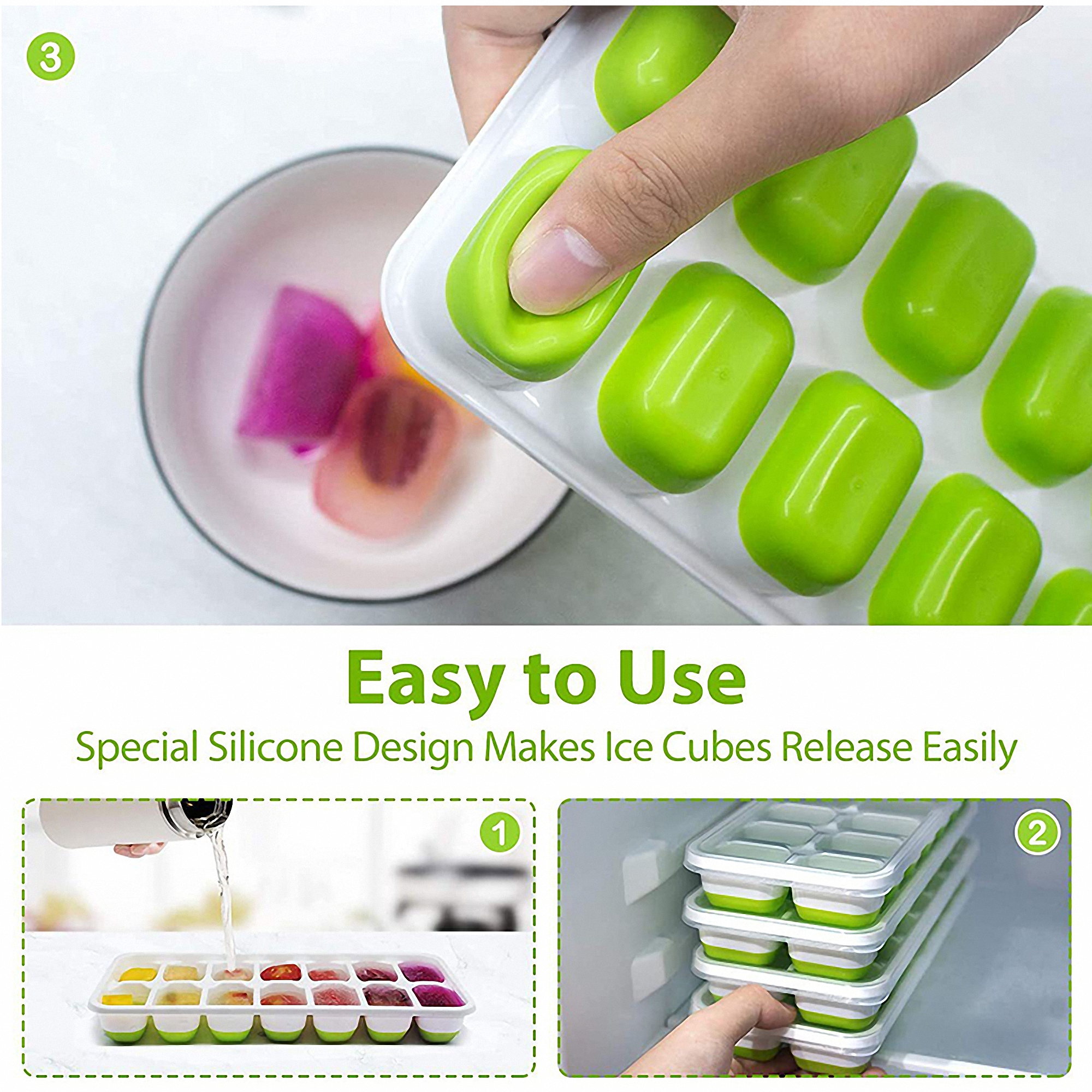 14 Compartment Ice Cube and Candy Molds with Lids 6