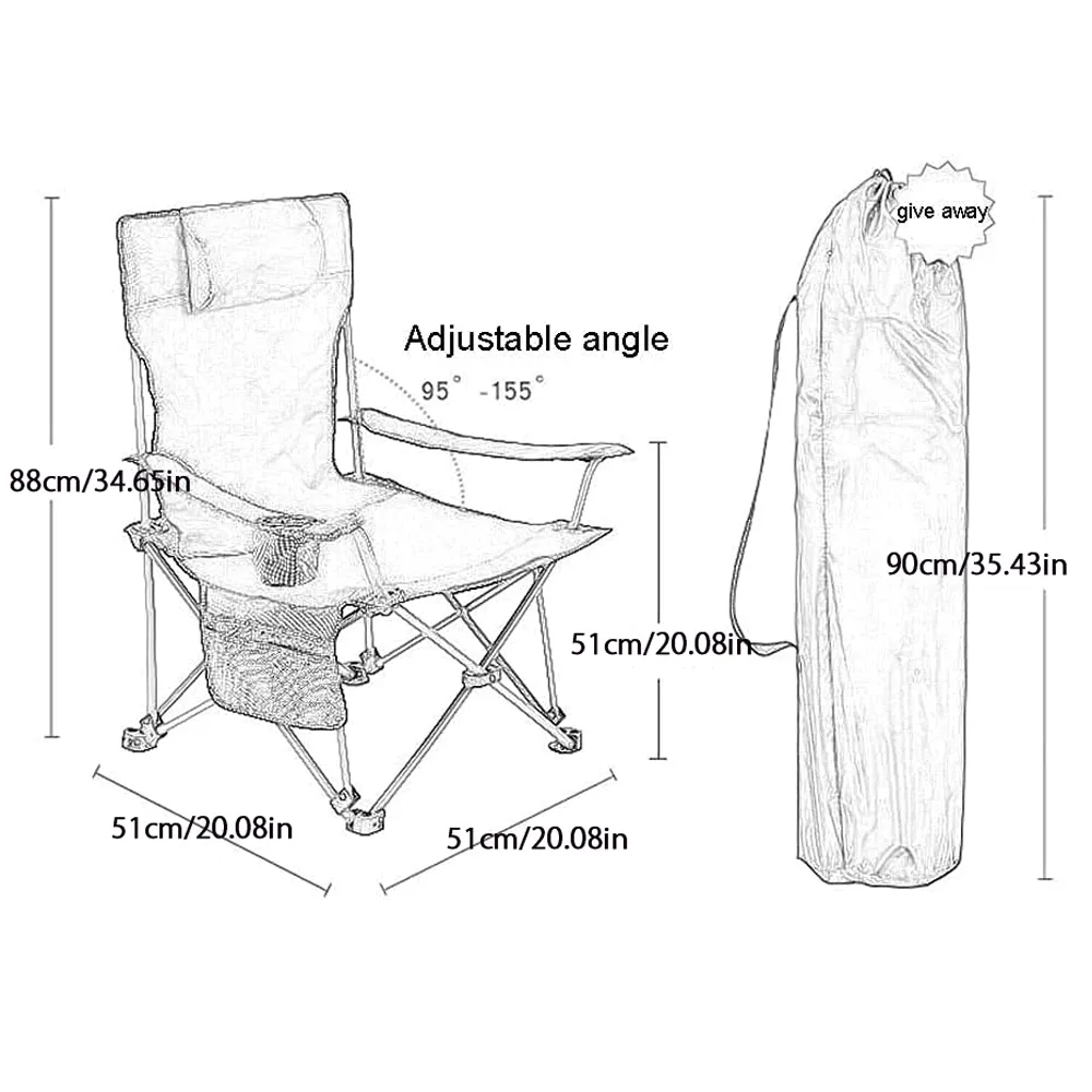Folding Outdoor Camping Chair with carry Bag and Cup Holder 4