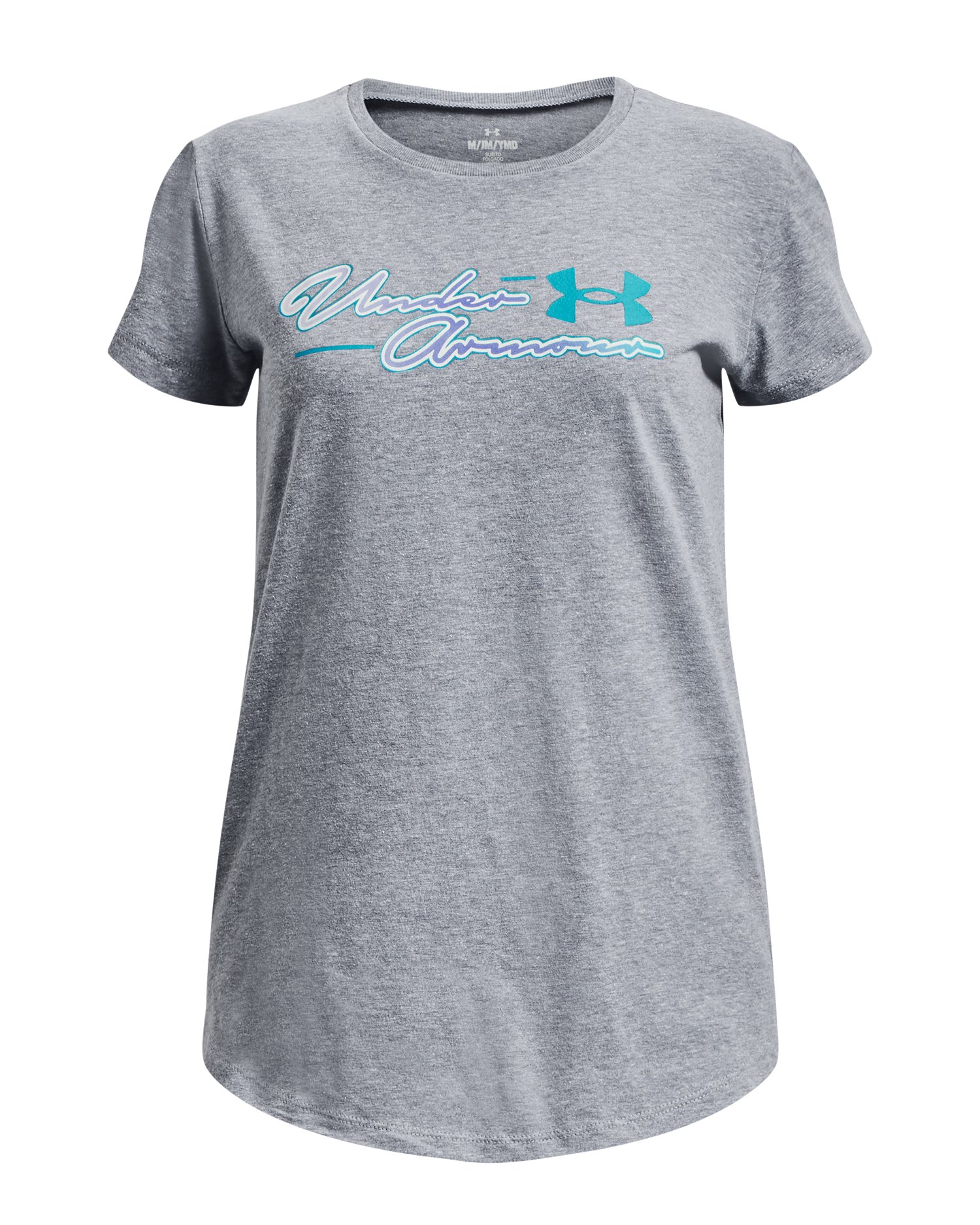 Girls' UA Gradient Script Short Sleeve, custom youth shirt with logo imprint 2