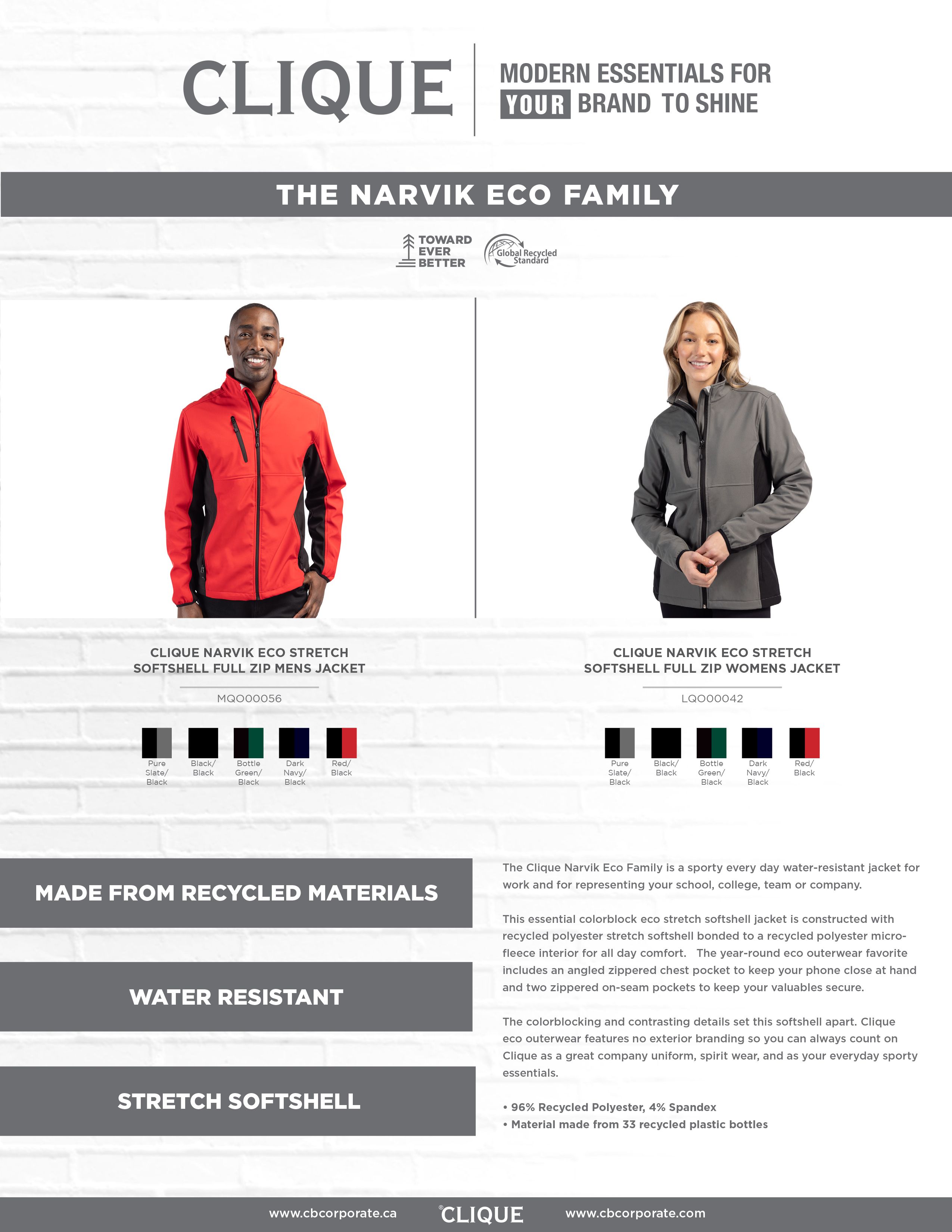 Clique Narvik Recycled Colorblock Stretch Softshell Womens Full Zip Jacket 16