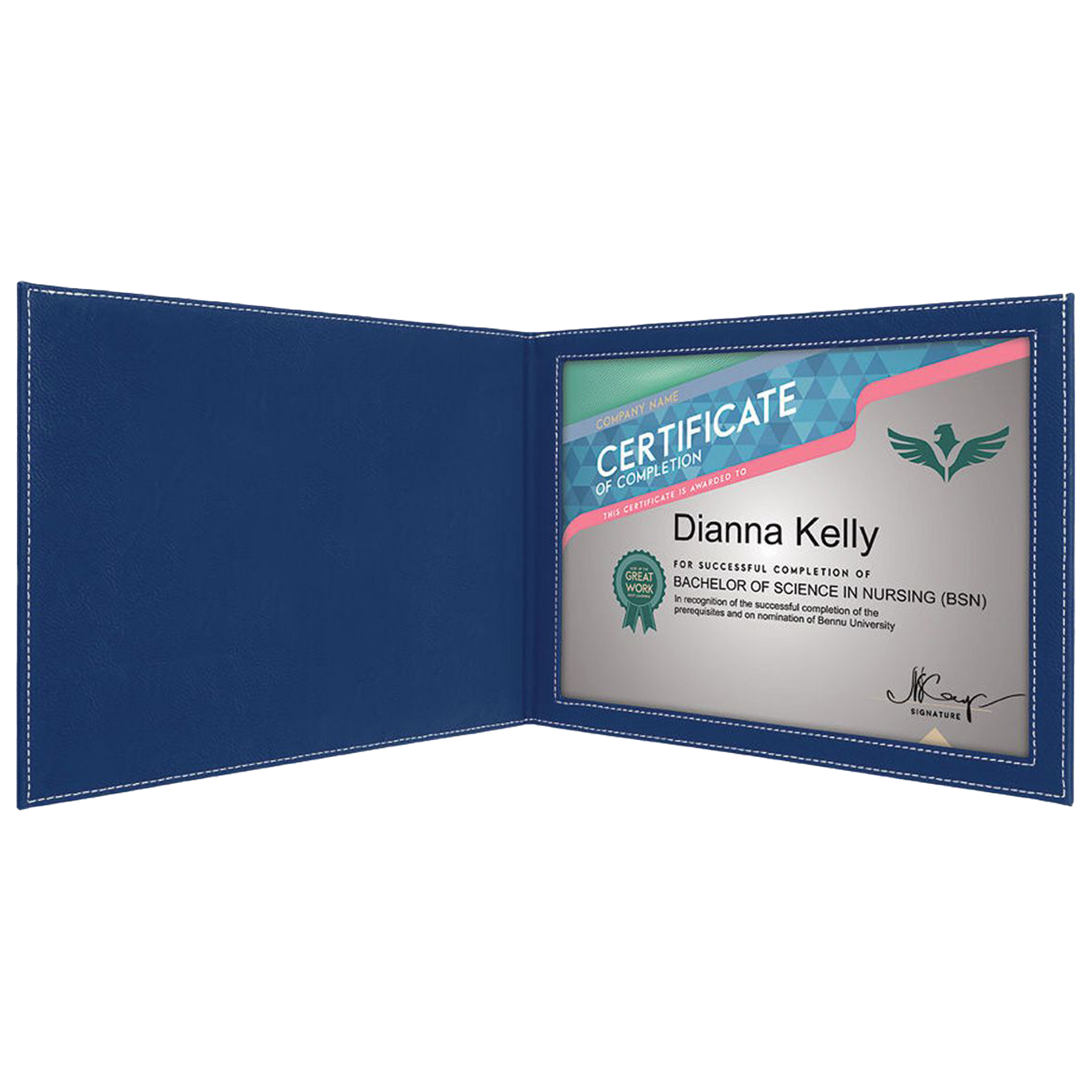 Blue/Silver Leatherette Certificate Holder 4