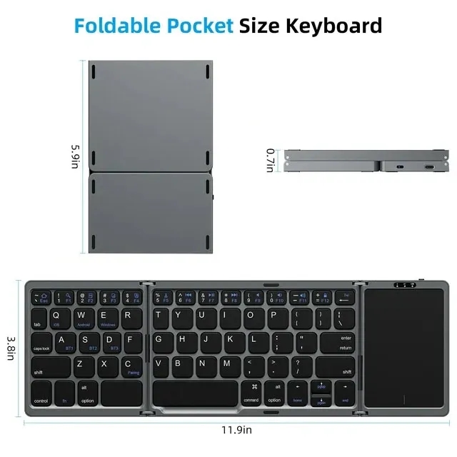 Foldable Bluetooth Wireless Travel Keyboard with Number Pad 5