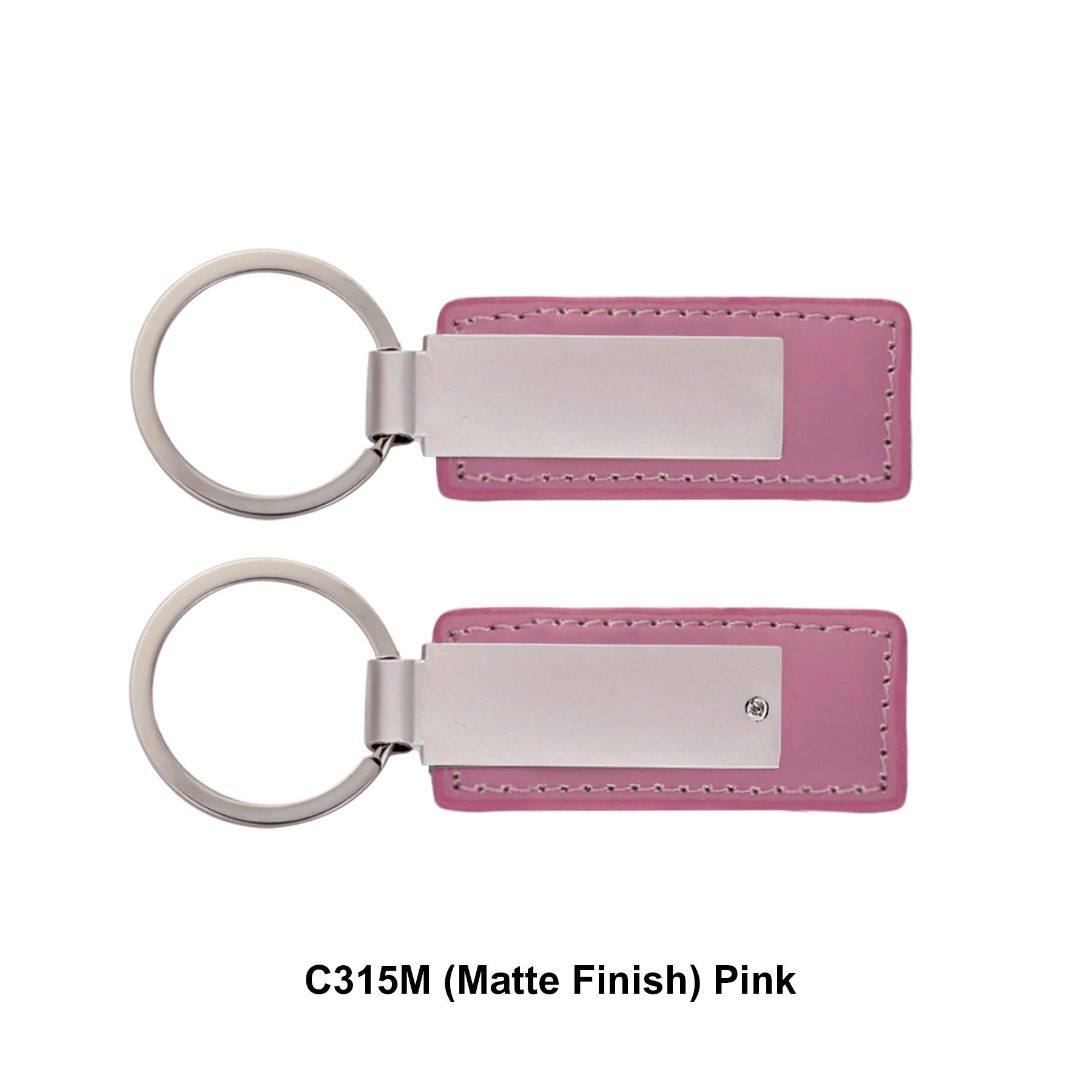 Leatherette with Rectangular Metal Key Tag (Key Chain, Keychain) 2